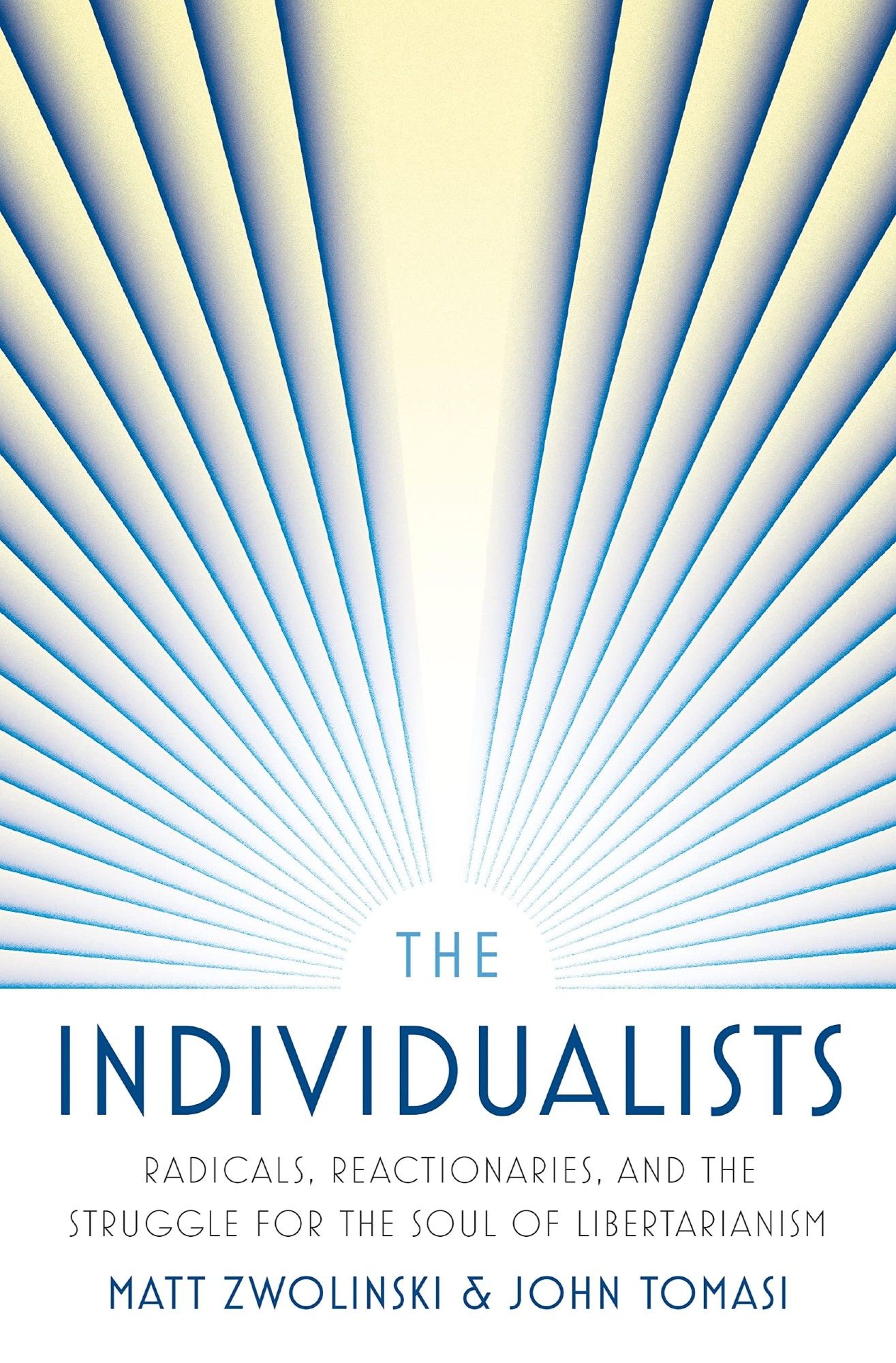 Cover of the Individualists. White/cream cover with blue perspective lines converging in the distance, evoking a dawn perhaps.