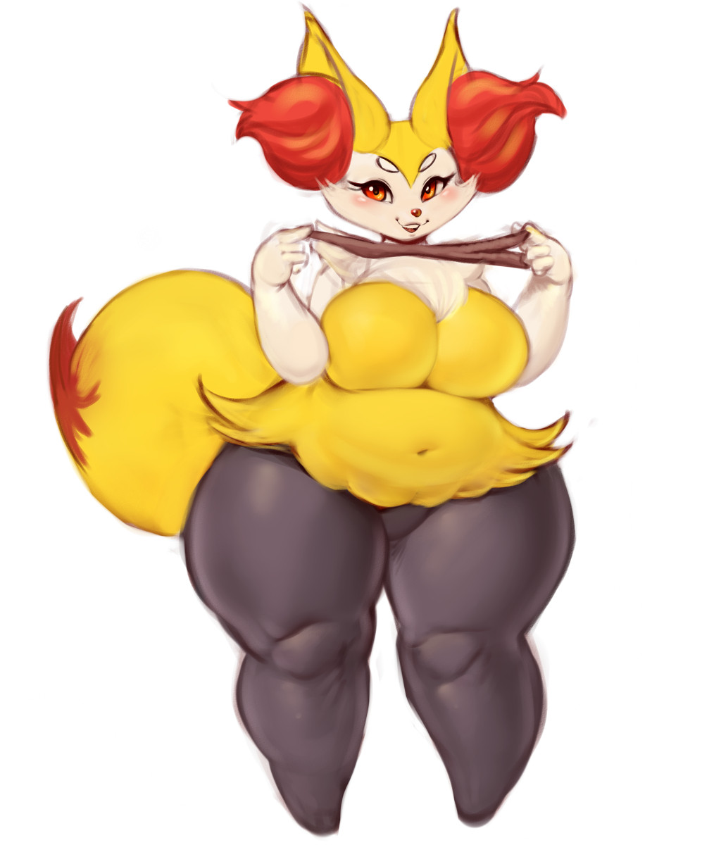 Colored sketch of a wide-hipped braixen