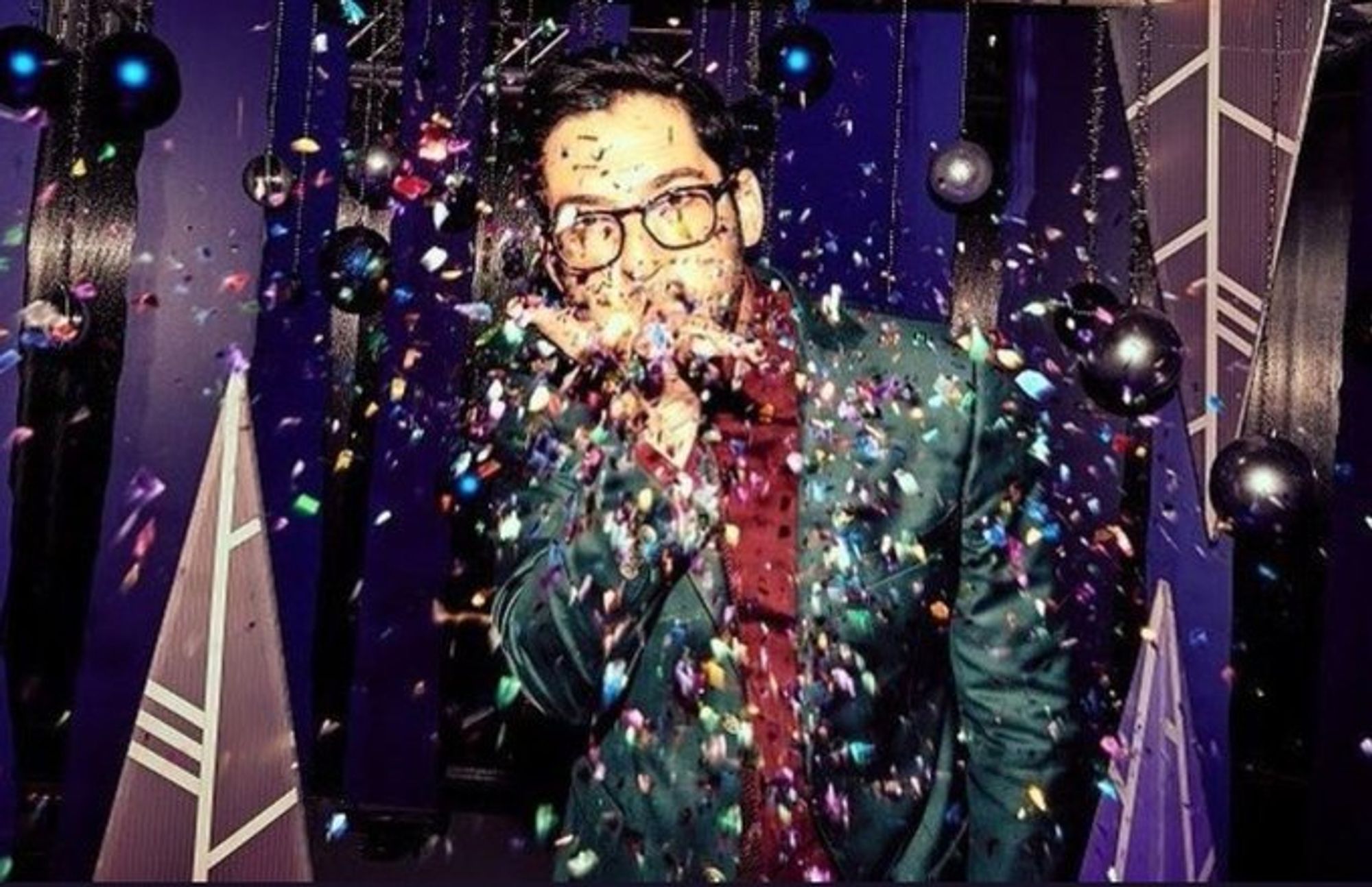 Tom Ellis with confetti