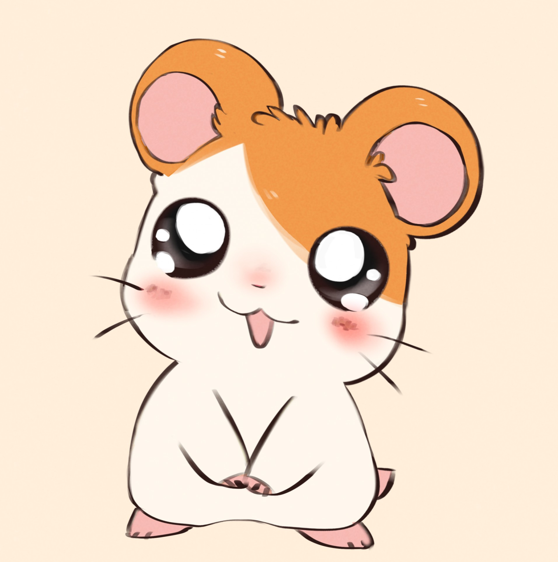 Hamtaro just sitting there with a happy look on his face. A little guy.