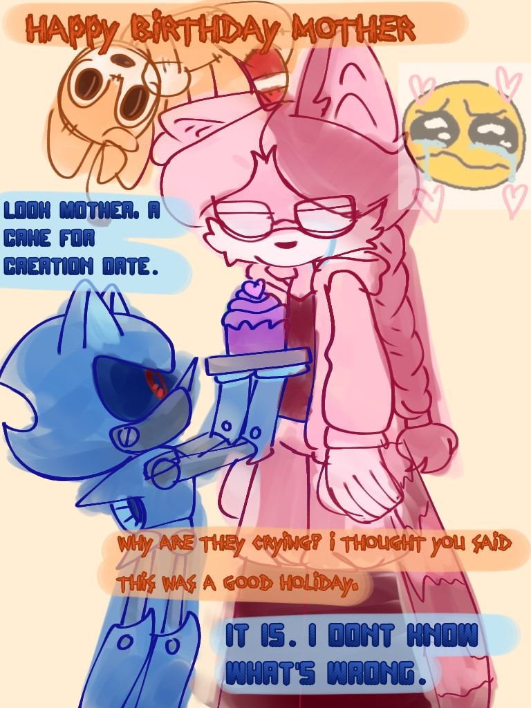 oh hey look glasses, Anyway, Early birthday gift to myself from my totally real children i birfed, Metal sonic and Tails doll... Dont... Dont ask.. please...