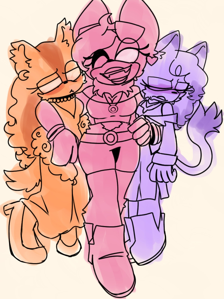 half colored drawing, Rouge, Blaze, Sticks