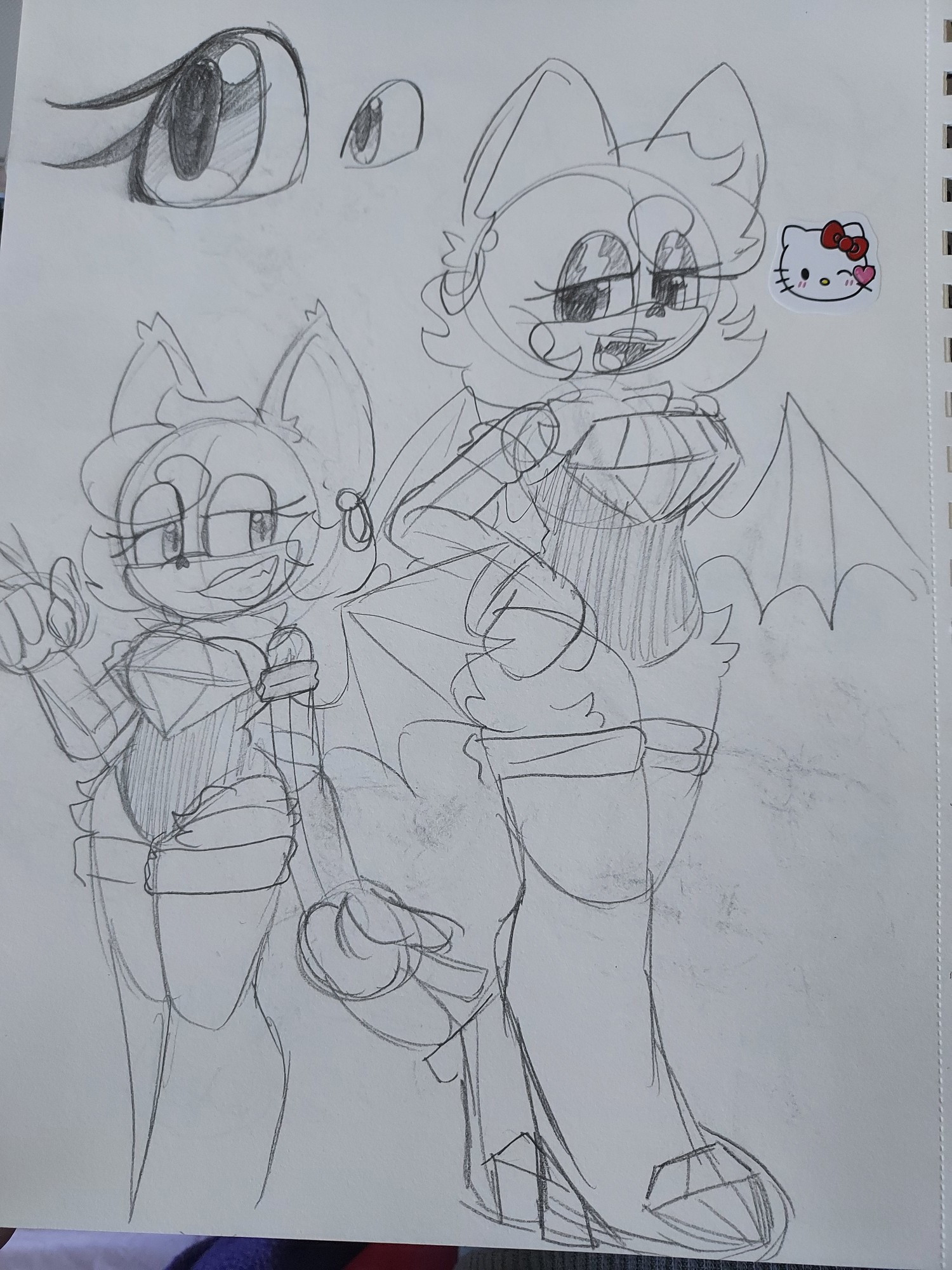 stylized rouge, More fluffy, not skin colored legs, bigger eyes (bat) gem shaped chest pieice