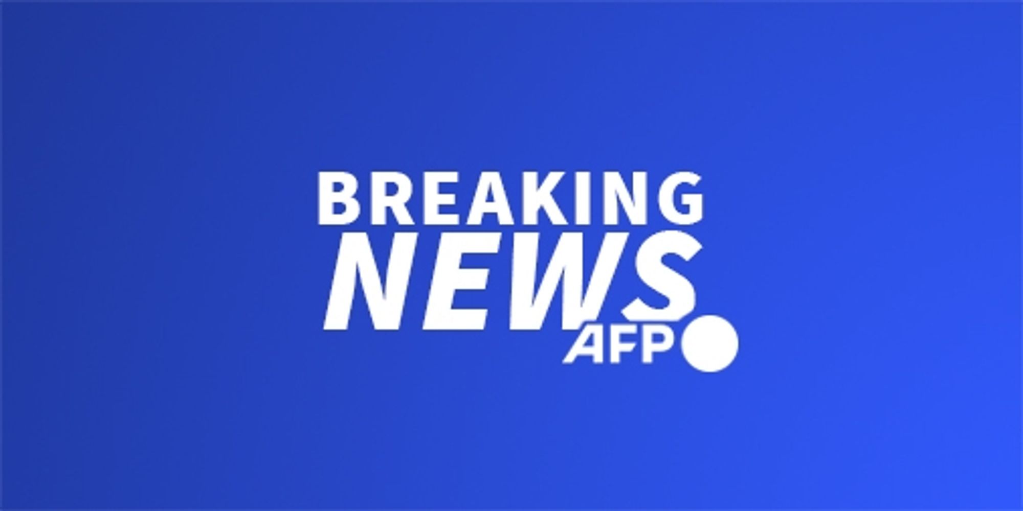 A graphic featuring the words "BREAKING NEWS" in large, bold white font against a solid blue background. The text is centrally aligned, with the logo "AFP" in smaller text to the right of the word "NEWS."