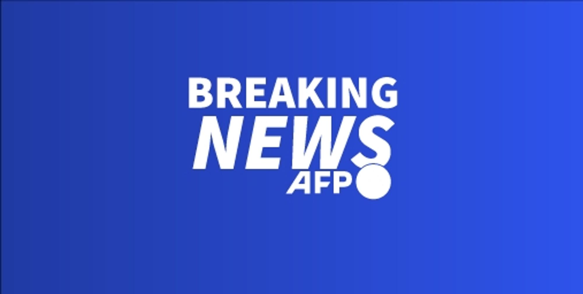 A graphic featuring the words "BREAKING NEWS" in large, bold white font against a solid blue background. The text is centrally aligned, with the logo "AFP" in smaller text to the right of the word "NEWS."