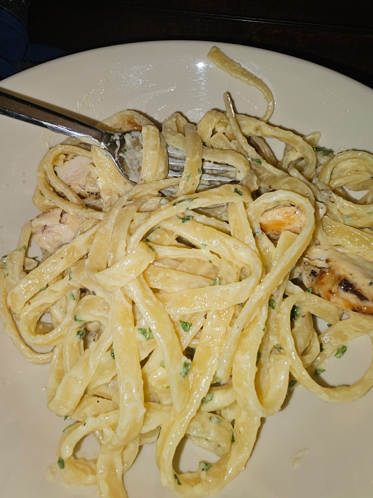 A delicious fettuccine alfredo.