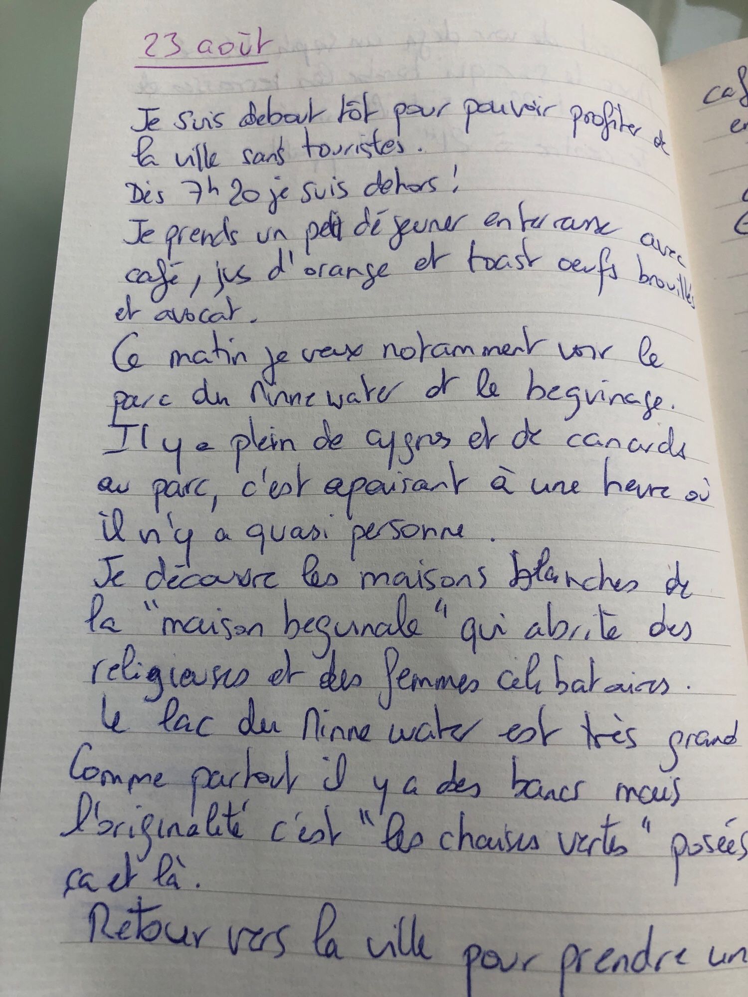 Récit écrit du séjour