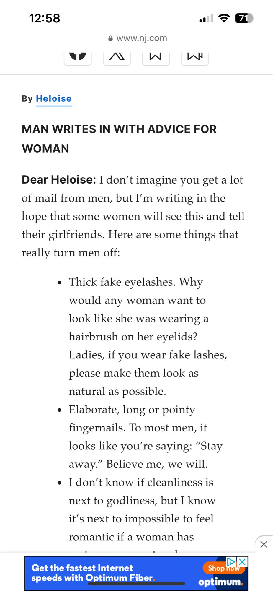 The letter writer says things that turn men off are thick, fake eyelashes, long or pointy nails, and yes this is still 2024, but I understand why you might be confused.