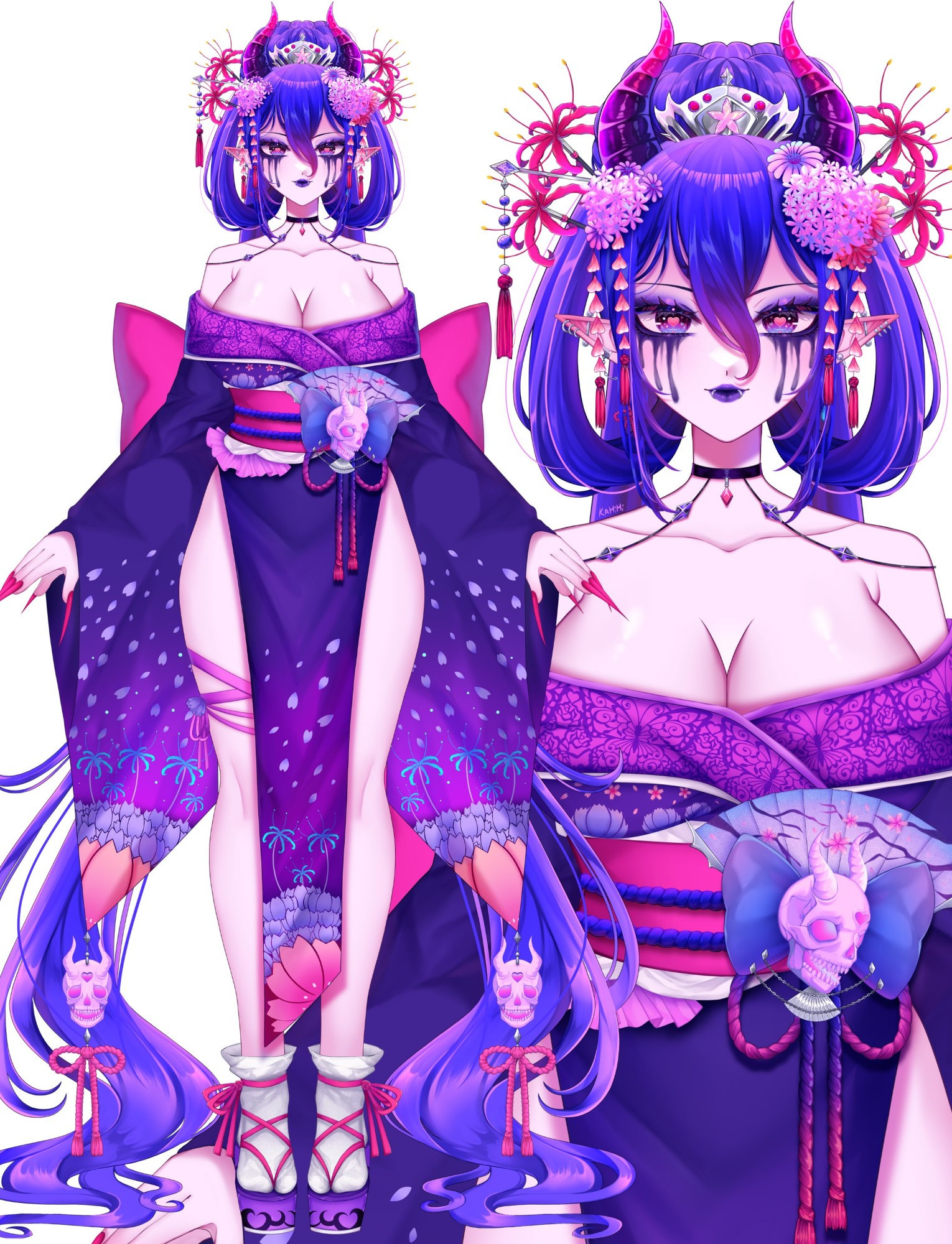 Live2d art model - oni girl design with kimono