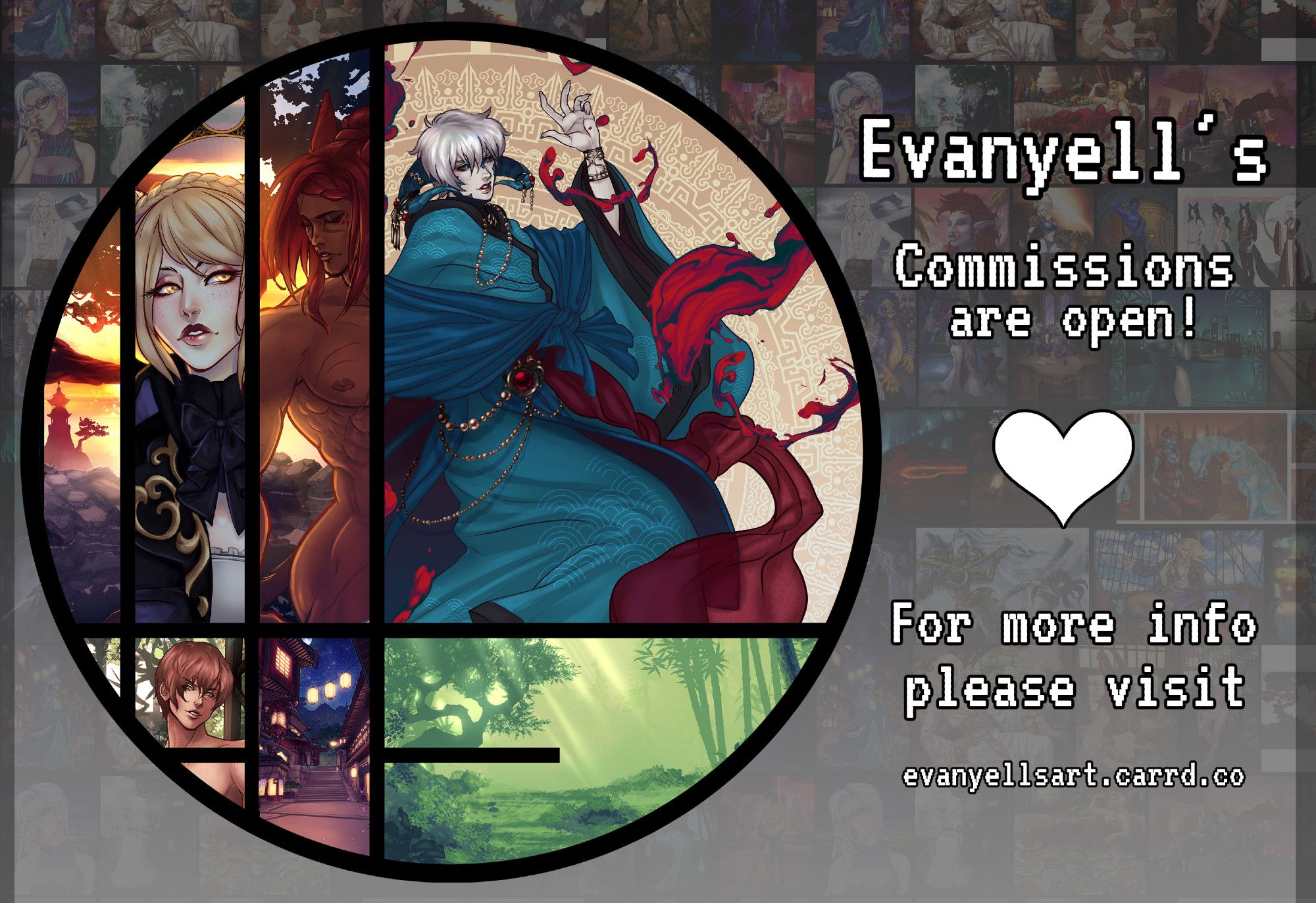 Commissions are open, please visit evanyellsart.carrd.co