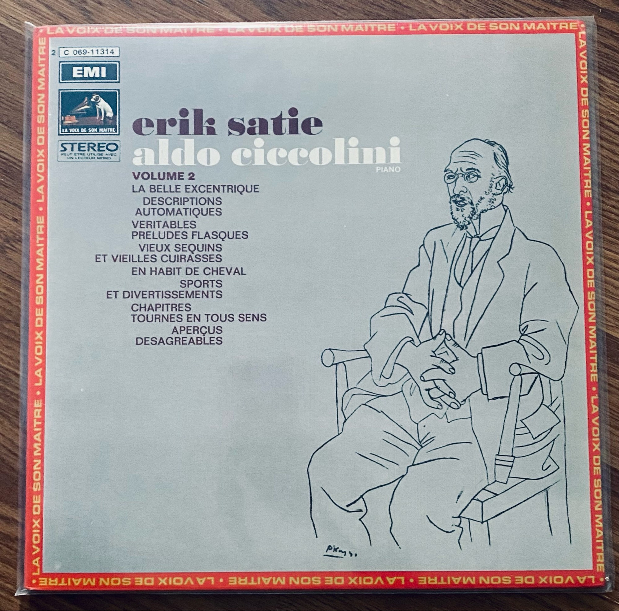 Erik Satie vinyl record performed by aldo ciccolini