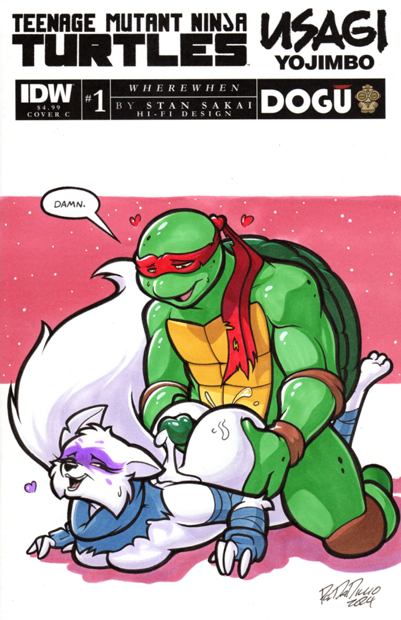 A blank comic cover piece with TMNT's Alopex and Raphael