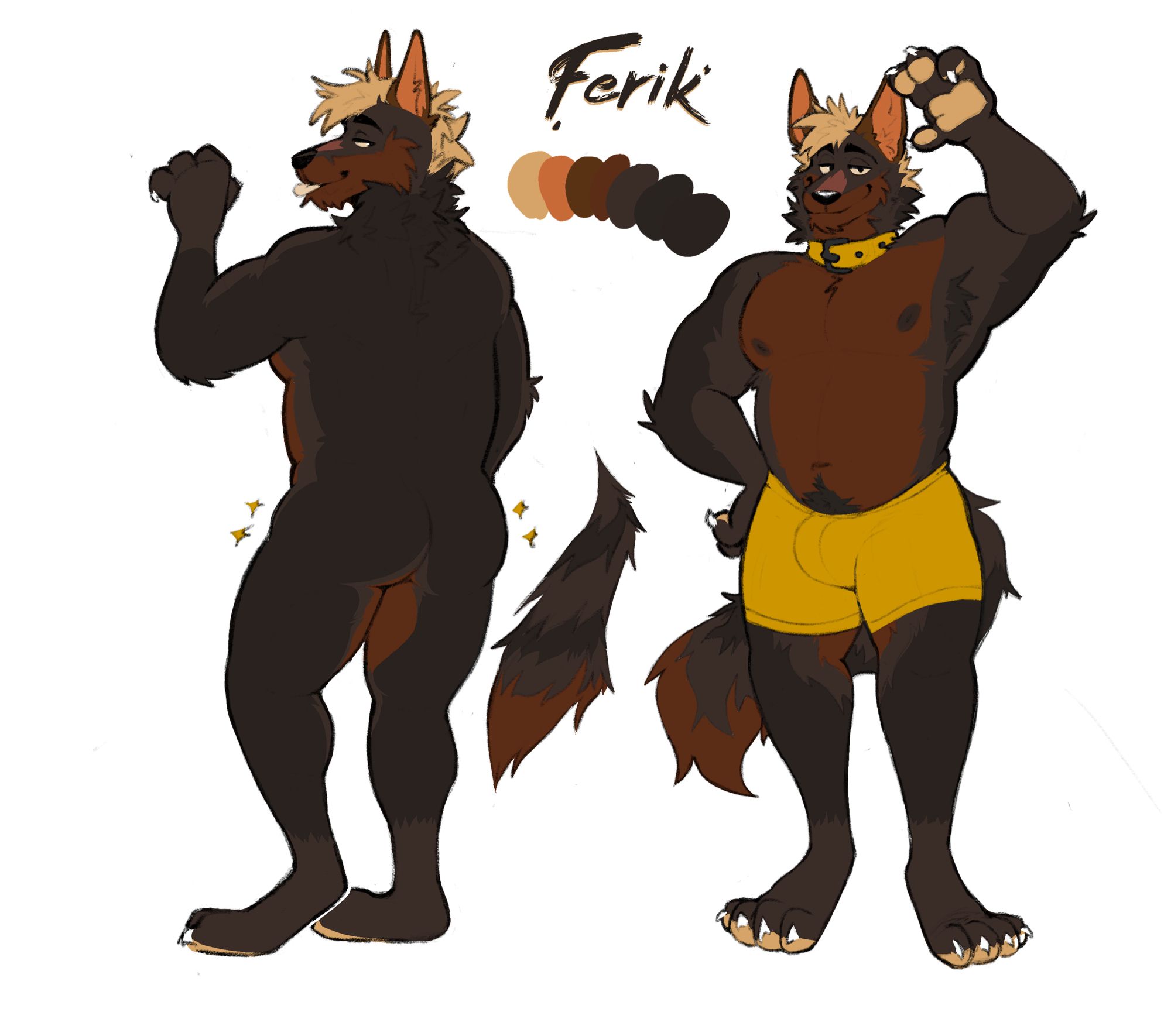 Anthropomorphic furry art. A basic reference sheet for an anthro coyote, Ferik. #furryart