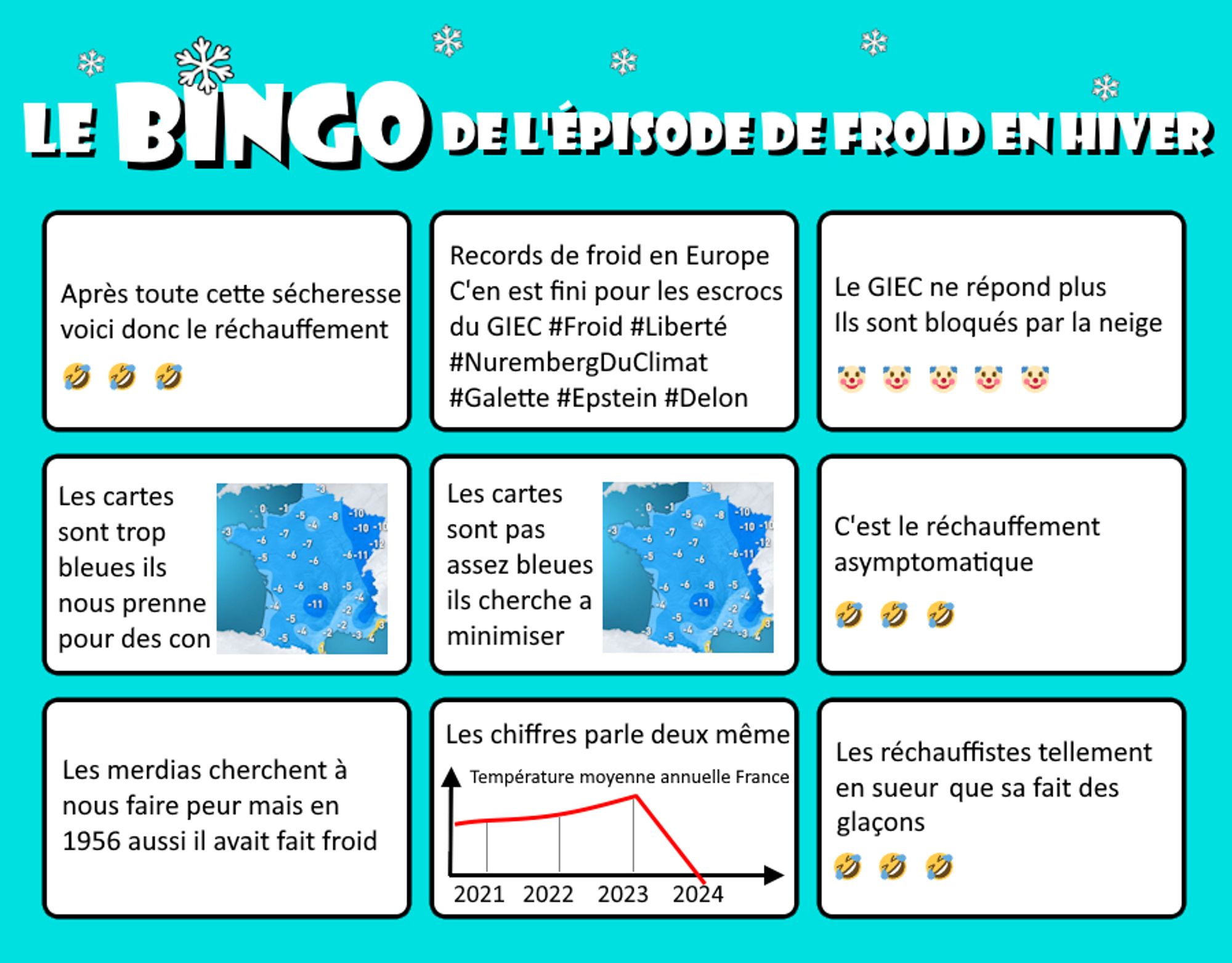 Le BINGO de l'épisode de froid en hiver