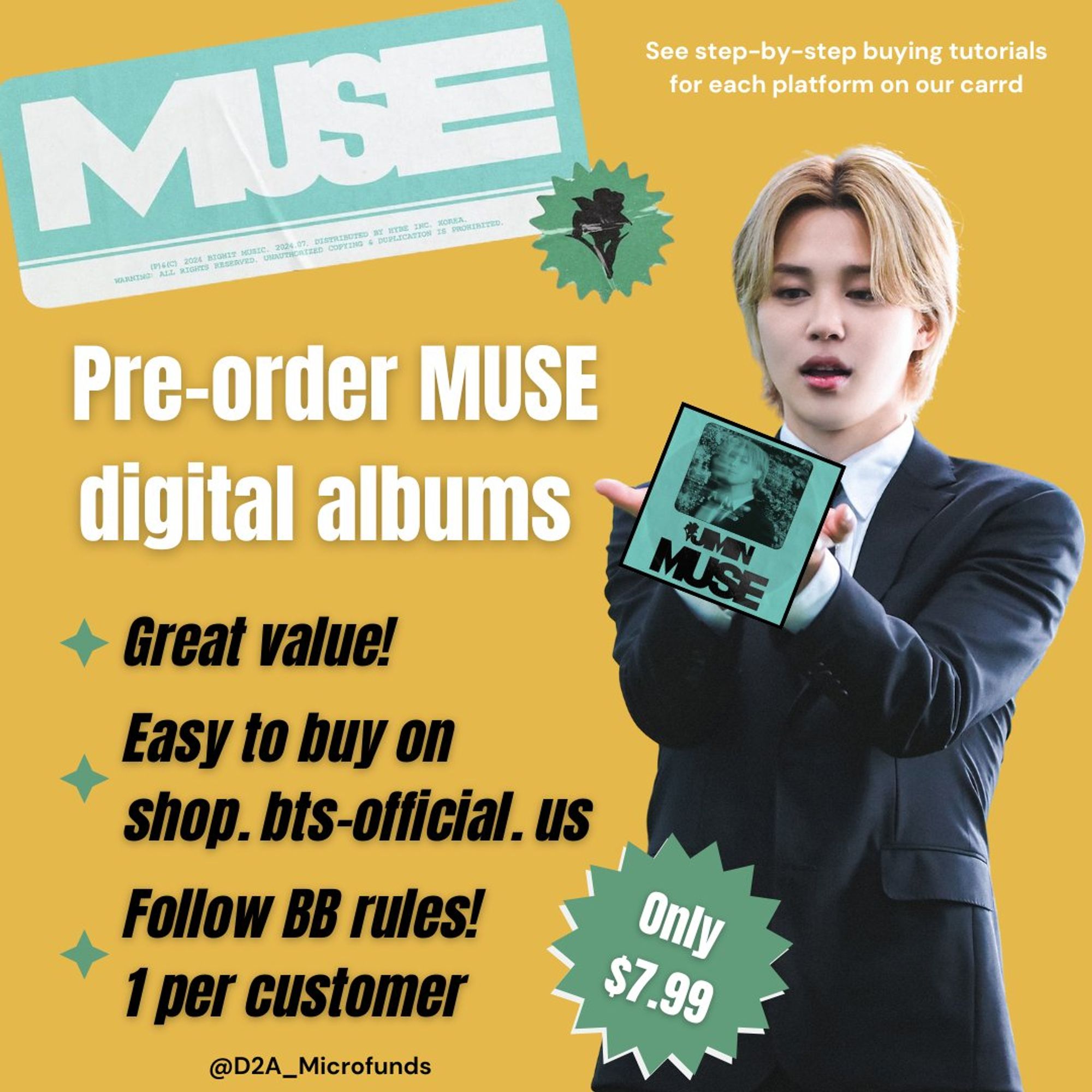 Poster on how to order BTS Jimin's MUSE digital album