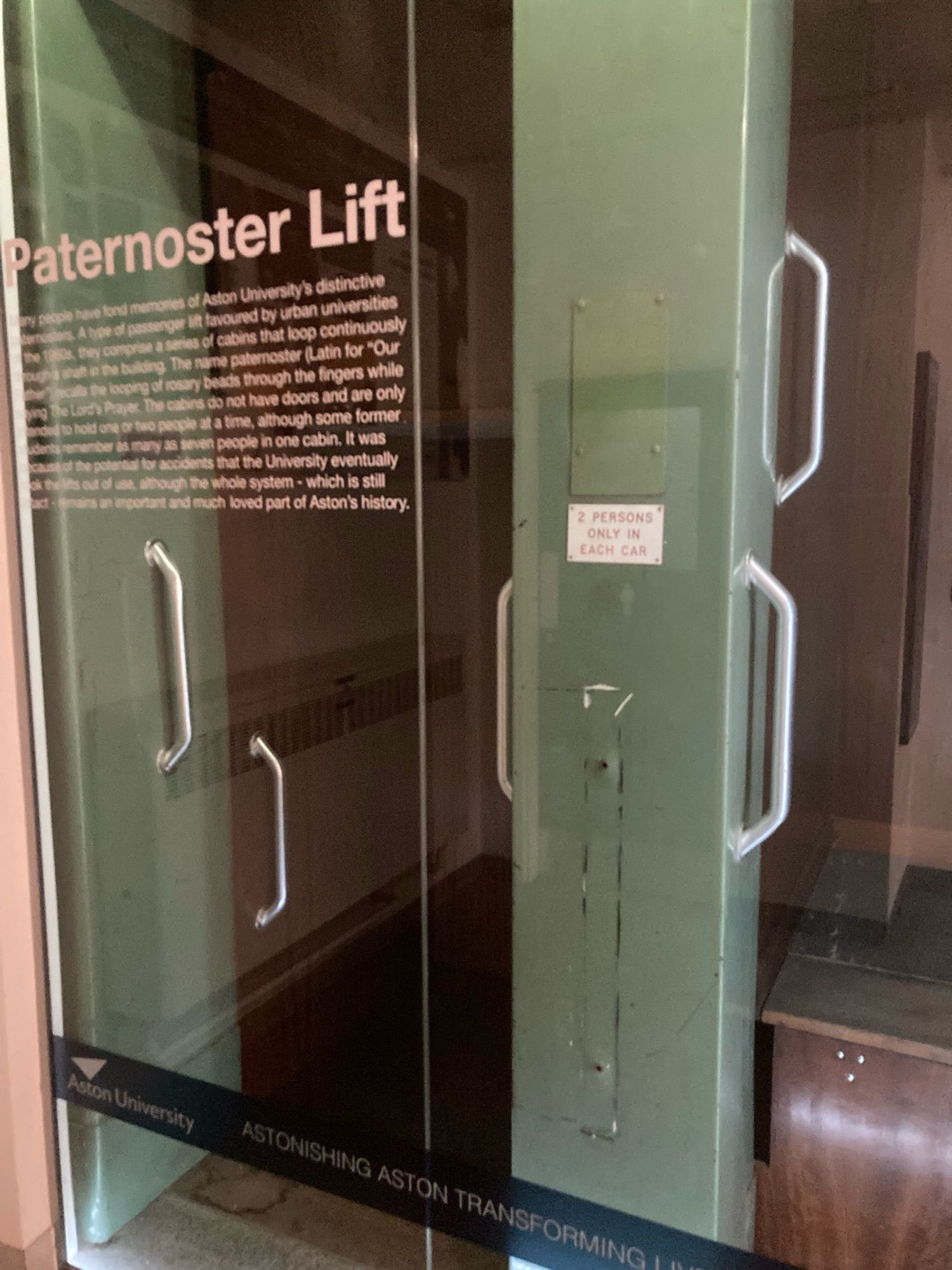 Work’s Paternoster lift