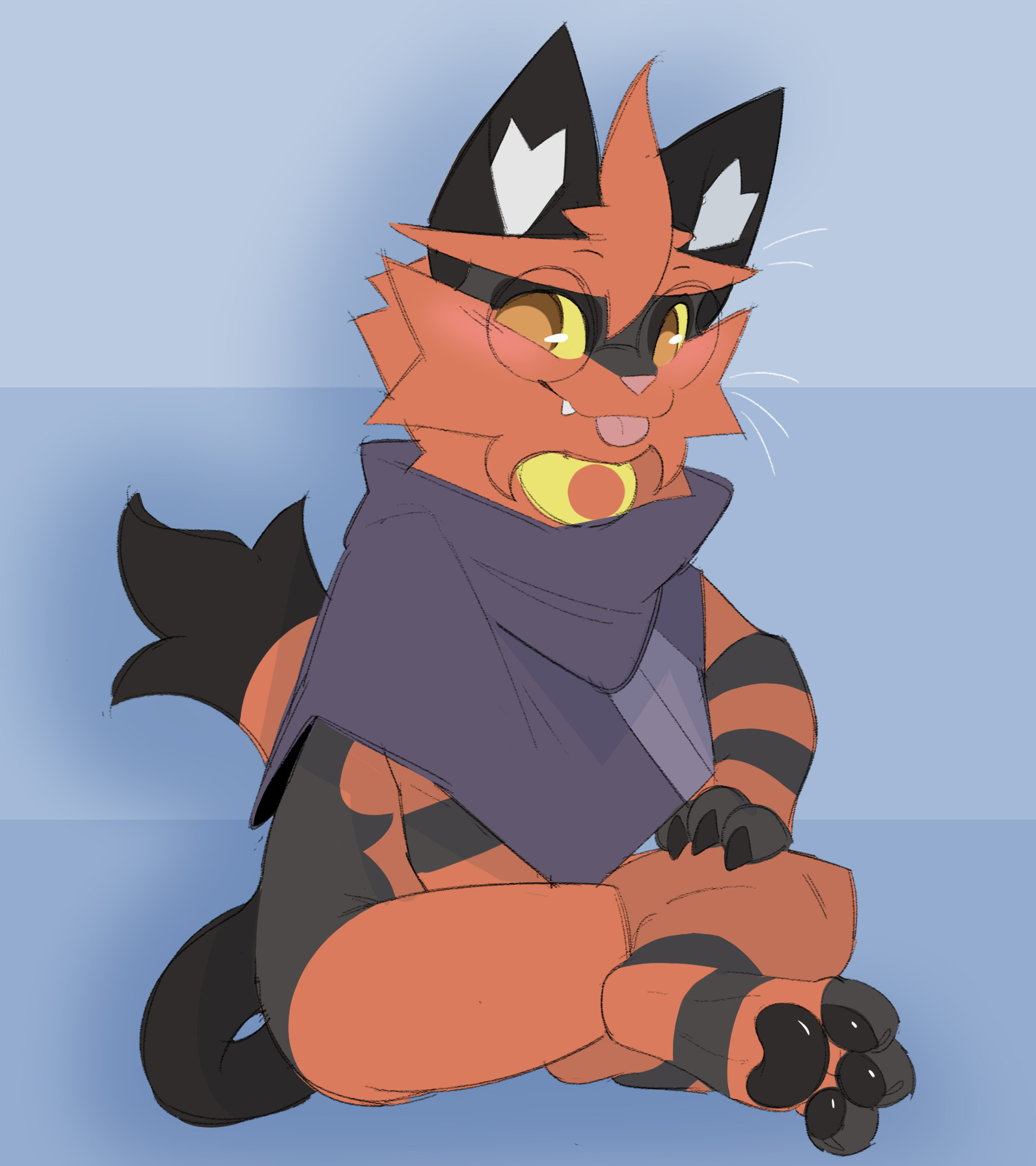 Art by Brokesgone of a Torracat vibing doing a blep. #furry #furryart #brokesart