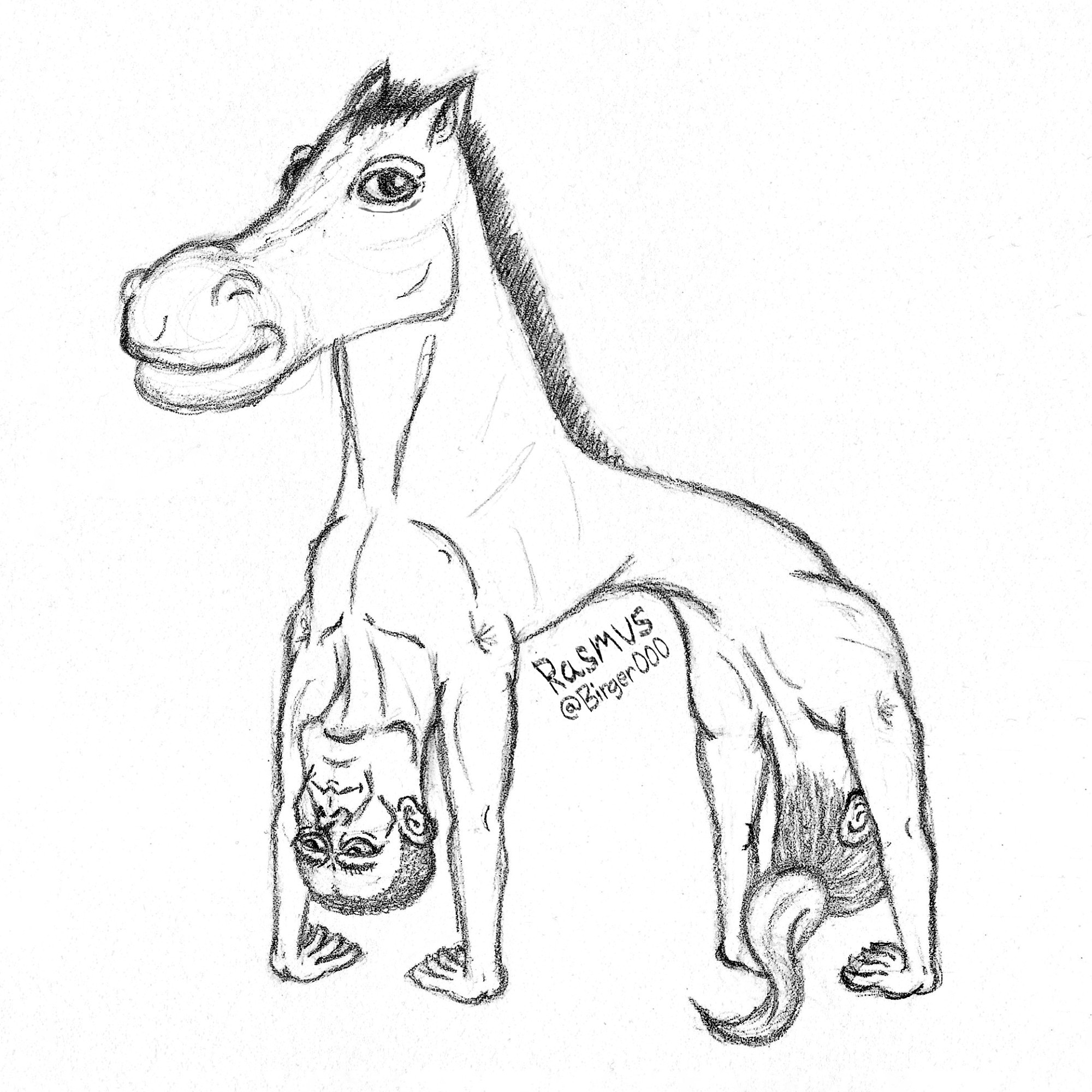 A reverse centaur. A horse head with human torsos as it's legs.