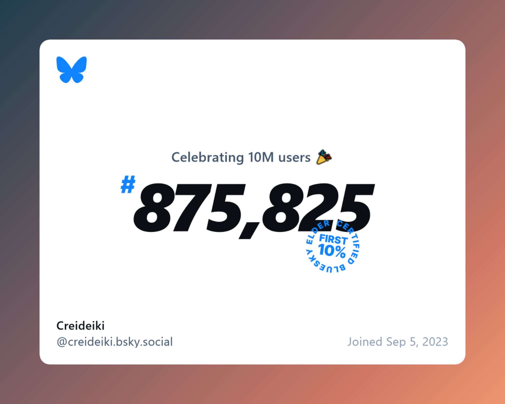 I was the 875,825th person to join BlueSky.