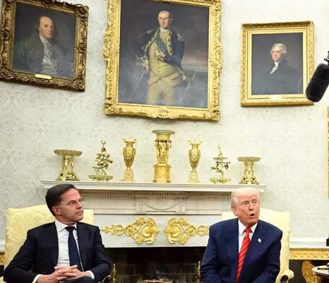 Trump in the Oval in March. He has added gold embellishments to the fireplace, hung the walls with portraits of white men in gold frames and lined the mantle with seven gold trophy things that look like they came from one of those creepy stores full of fake rococo antiques and monkey statues. 