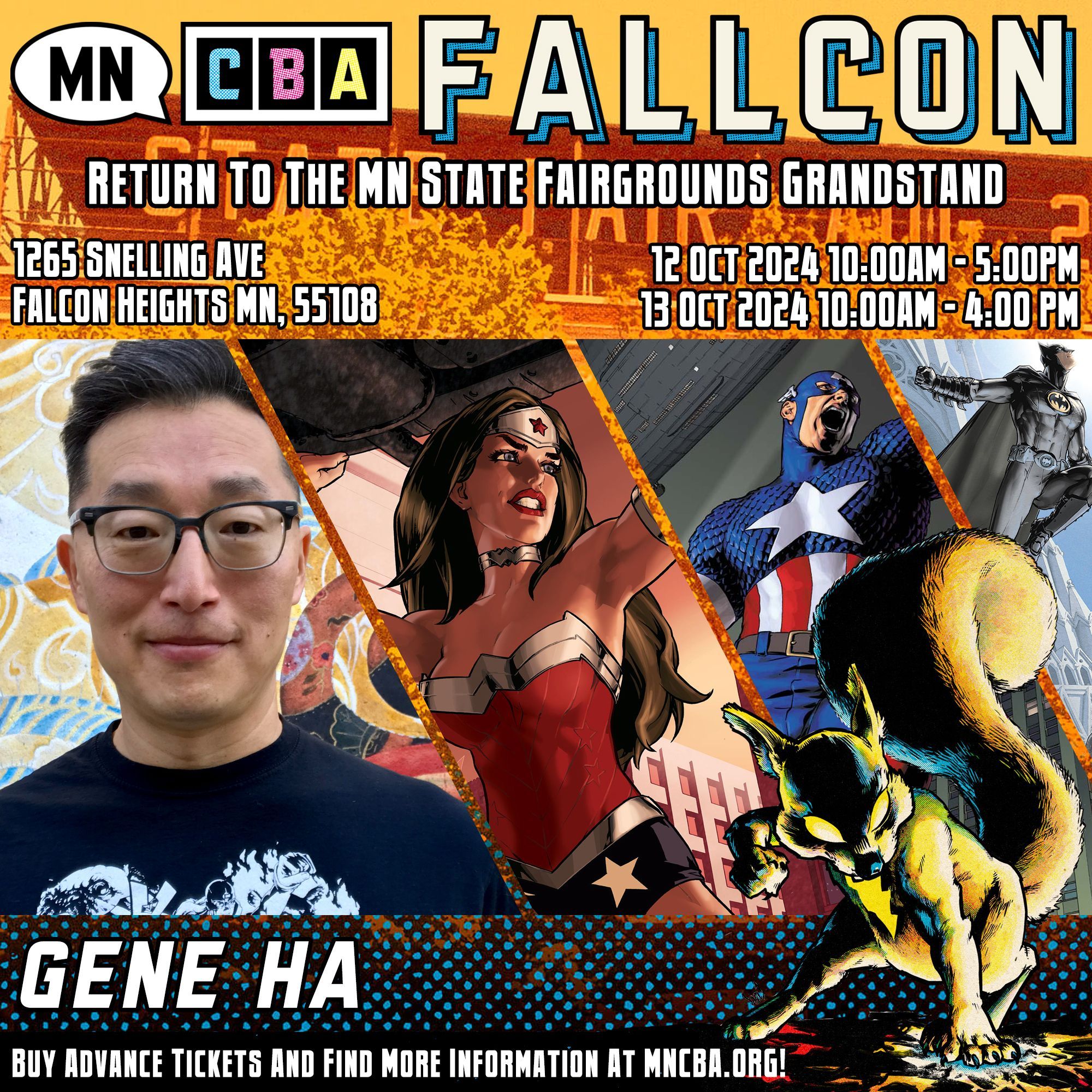 MNCBA FallCon 2024 promotional collage of Gene Ha with photo and work samples