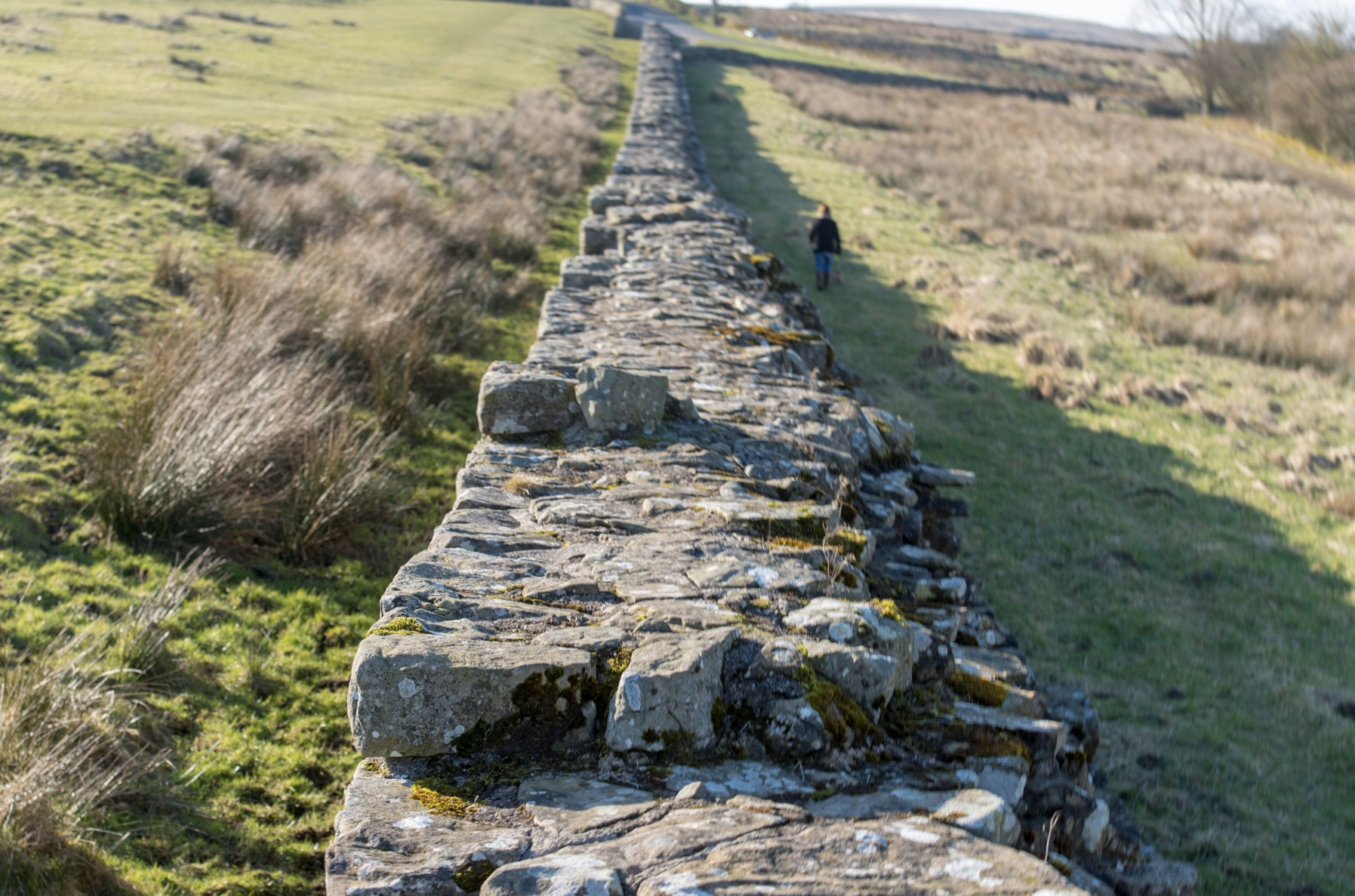 long stretch of worked roman stone on Hadrian's Wall.