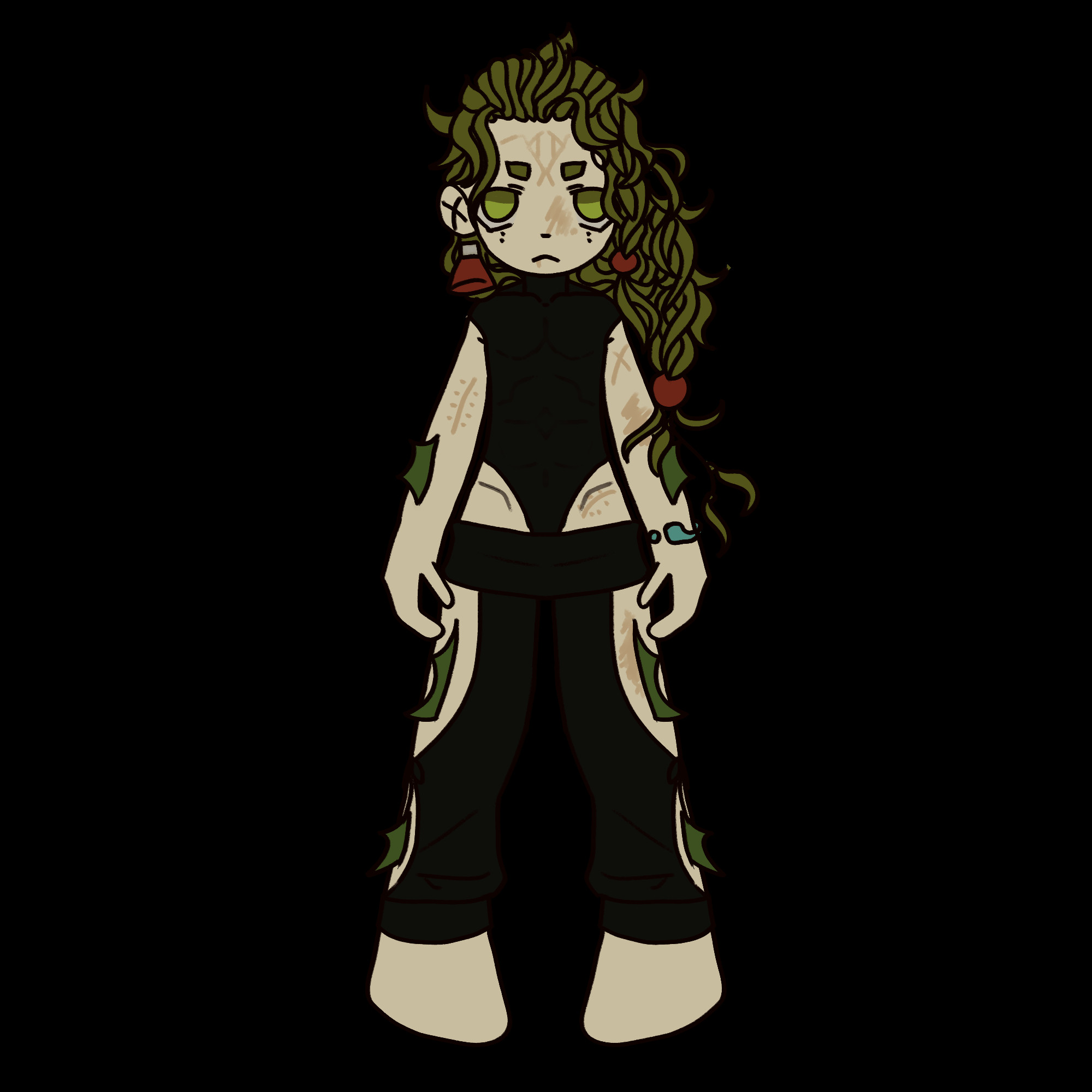 A chibi of OP's OC Cypress as a Kelpie inspired zombie.