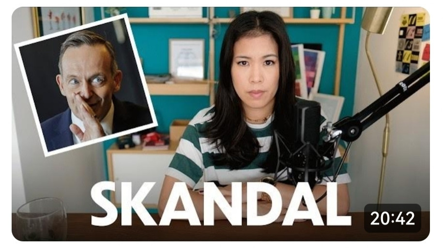 Das Thumbnail des Videos. Mai an ihrem Schreibtisch. Das Wort SKANDAL. Und ein Bild von Volker Wissing.