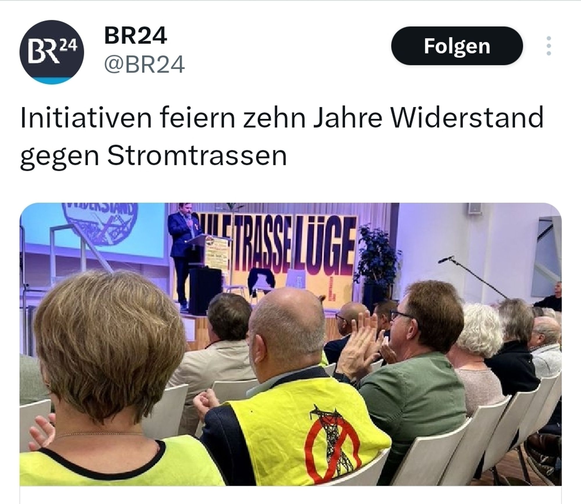 BR24:
Initiativen feiern 10 Jahre Widerstand gegen Stromtrassen.