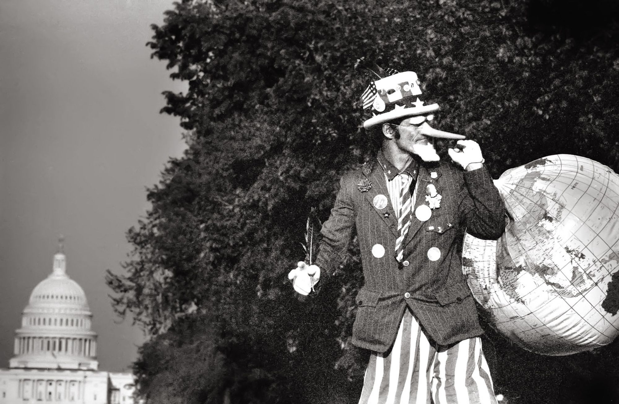 Uncle Sam out for a stroll on the National Mall.