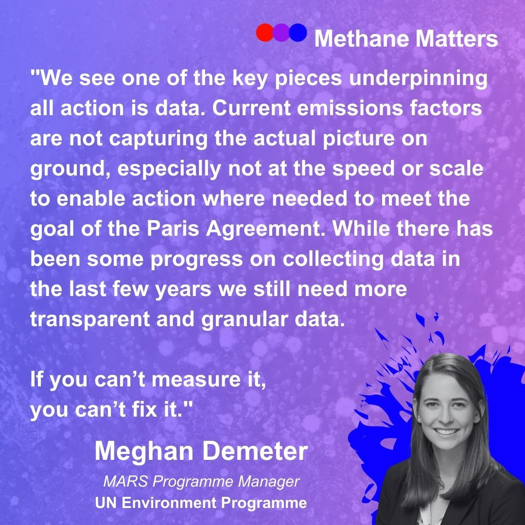 "We see one of the key pieces underpinning all action is data. Current emissions factors are not capturing the actual picture on ground, especially not at the speed or scale to enable action where needed to meet the goal of the Paris Agreement. While there has been some progress on collecting data in the last few years we still need more transparent and granular data. 

If you can’t measure it, 
you can’t fix it."