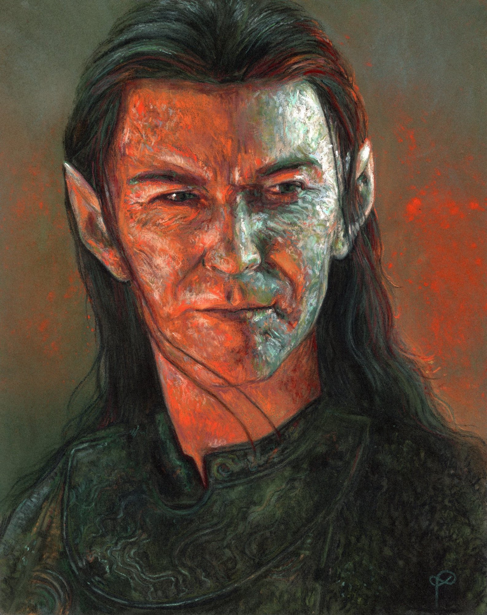 Fiery pastel drawing of Sam Hazeldine‘s Adar, painted at a time when I still hoped against hope that he would survive season 2.