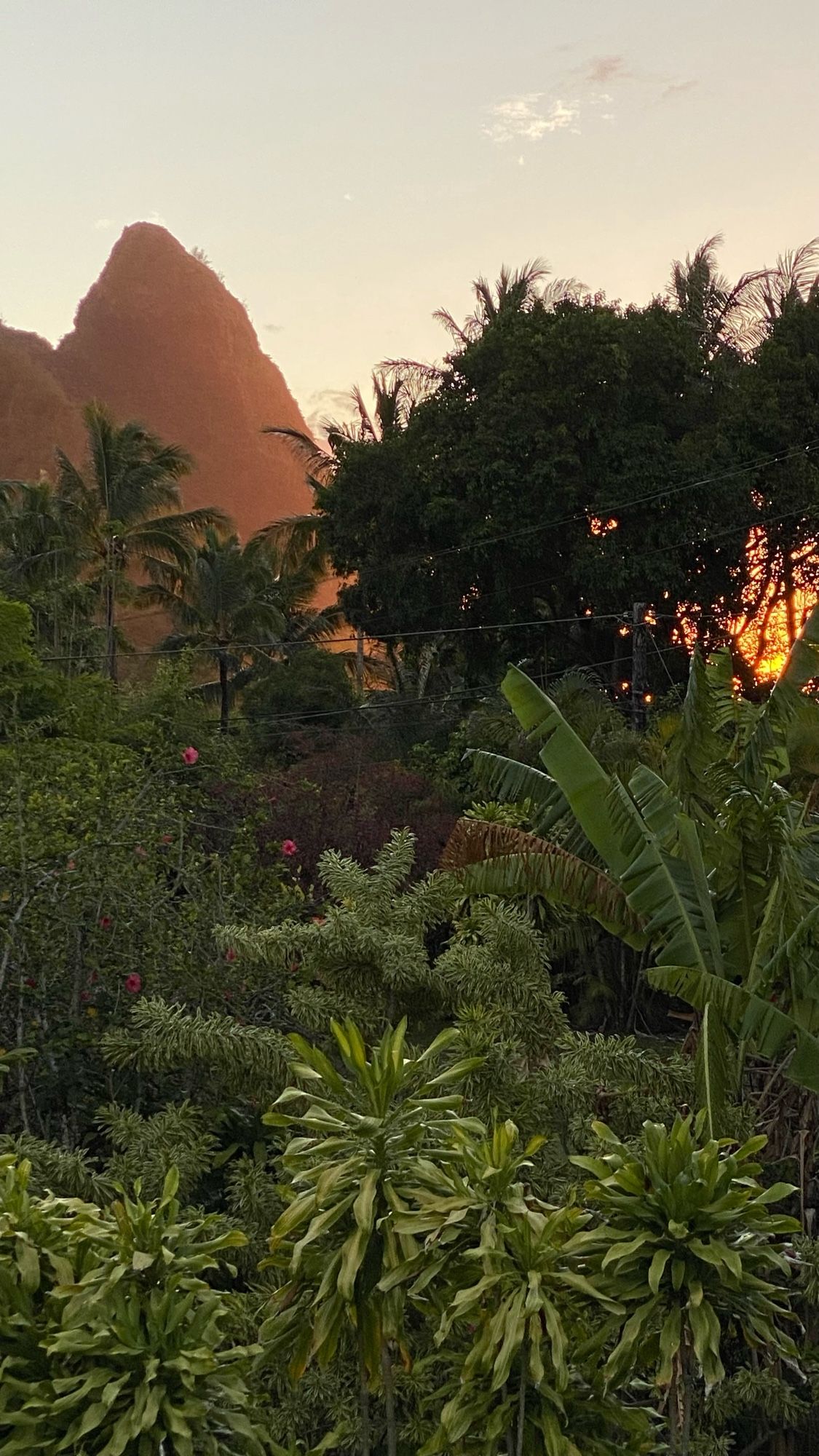 Buddha mountain, Hāena, Kauai HI at sunset.