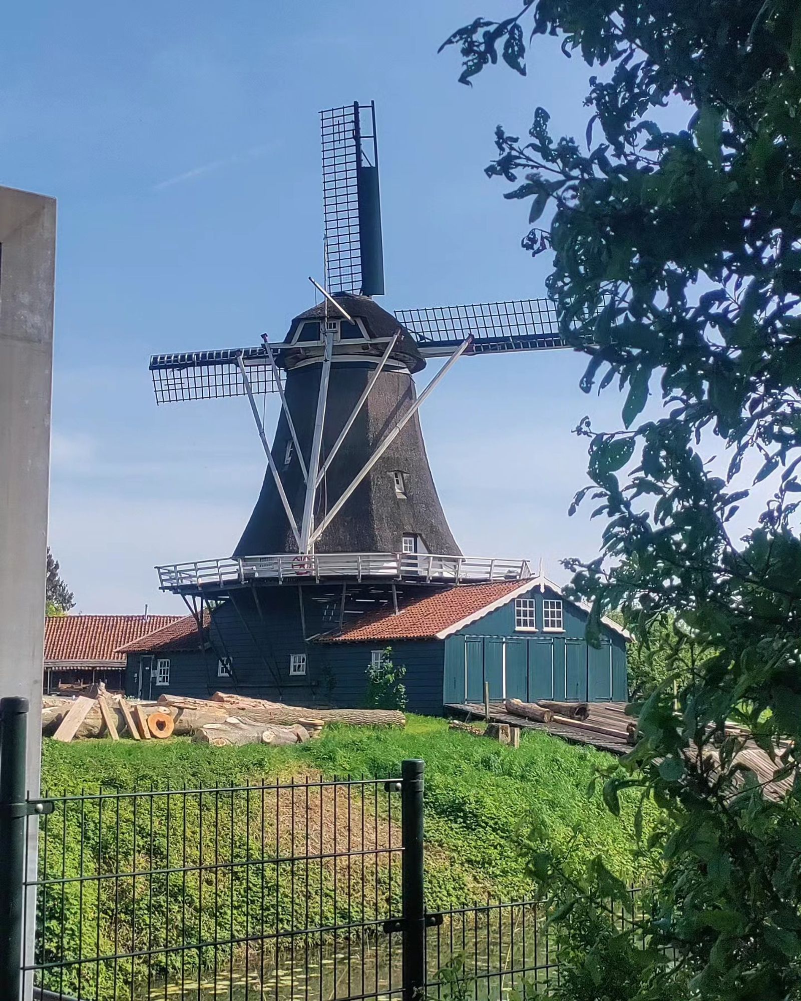 Bolwerksmolen windmill in Deventer on a sunny day