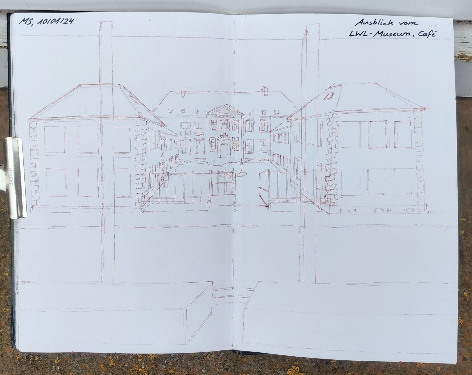 Fineliner sketch of the museum view artwort