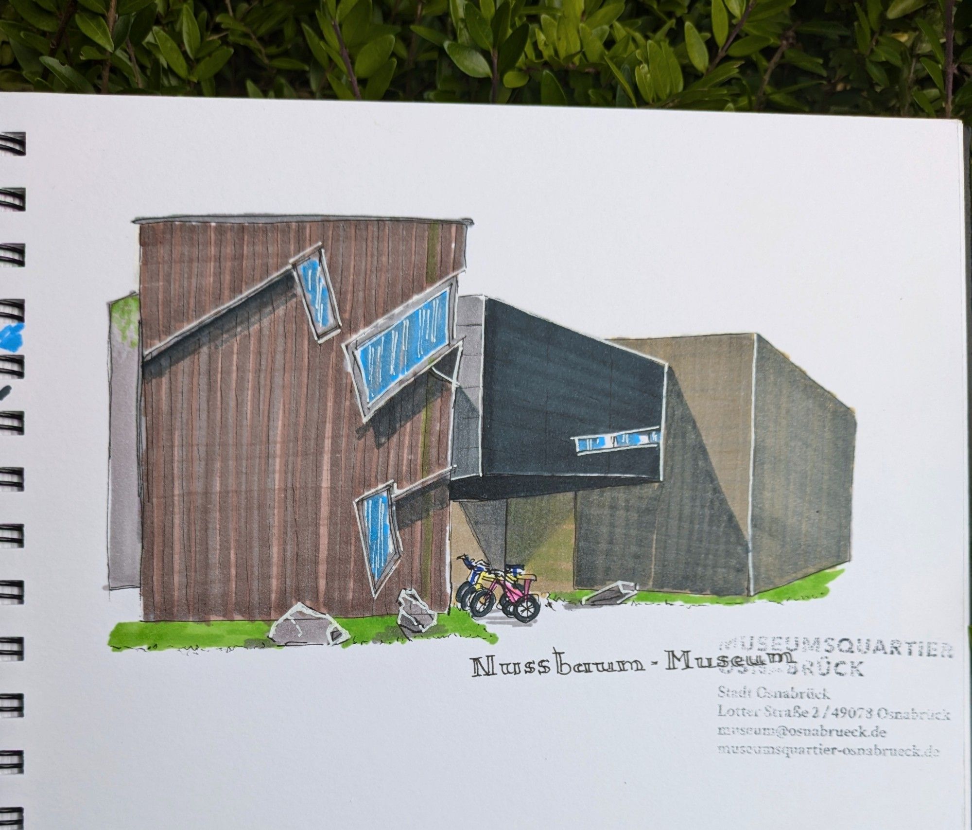 Alcohol marker sketch of Felix Nussbaum Museum, Architect: Daniel Liebeskind