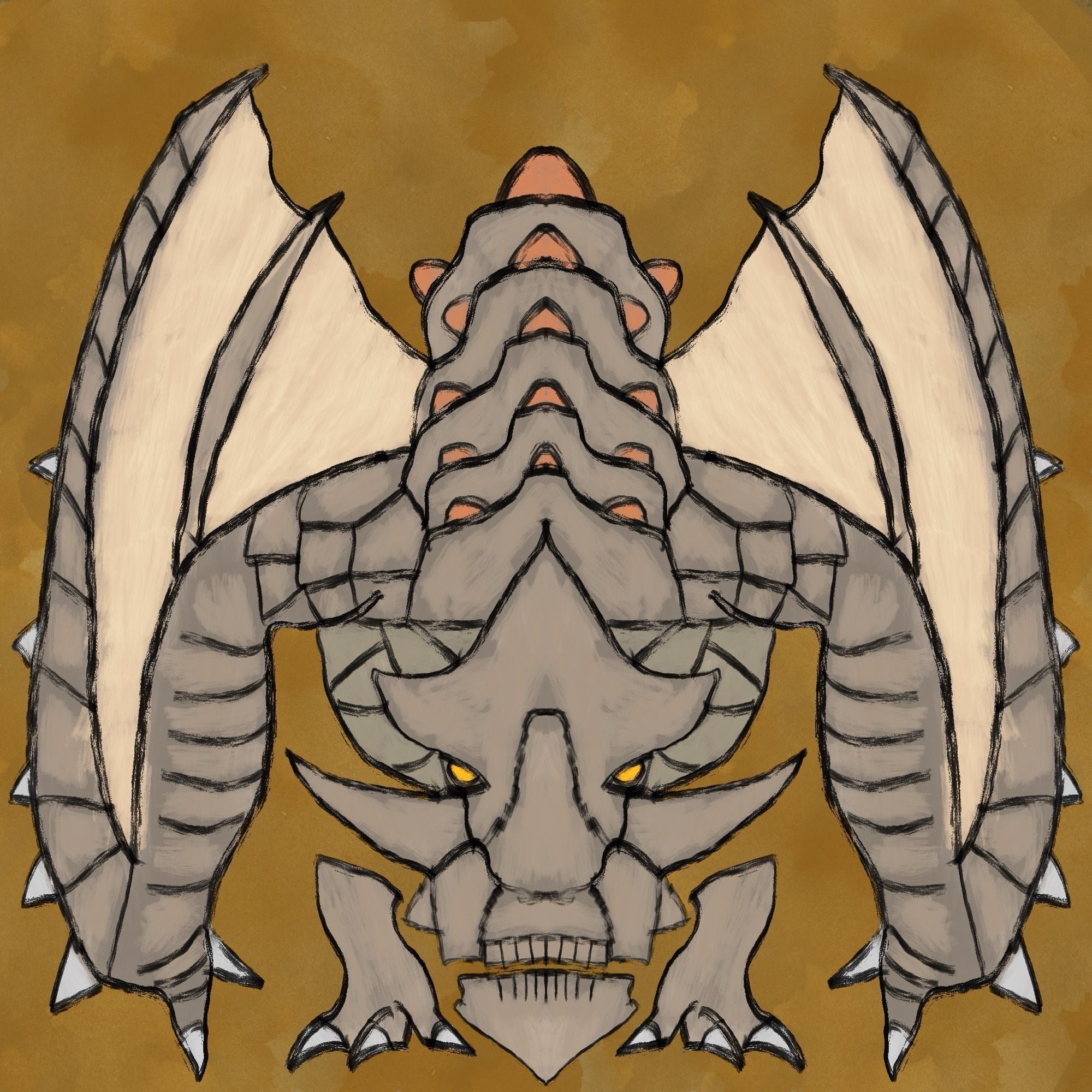 An icon of Gravios, a grayish wyvern covered in rocky armor.