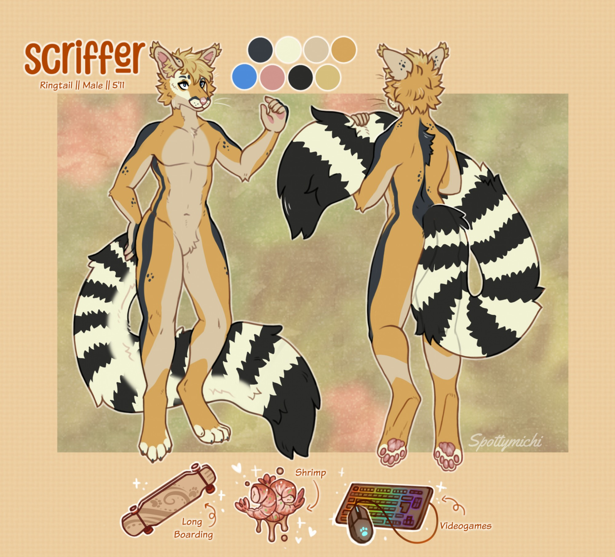 Reference sheet of a furry character 