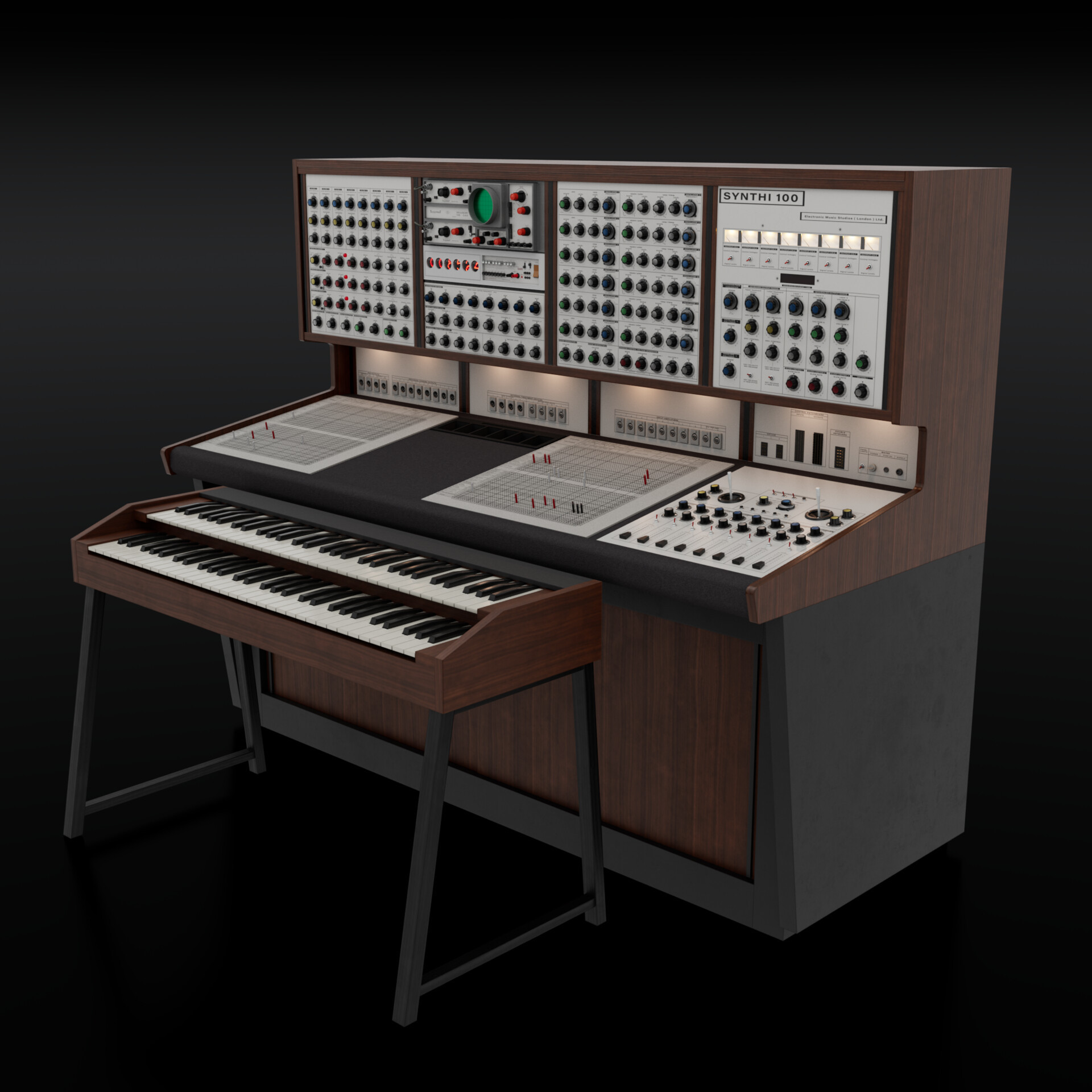 3d render of EMS Synthi 100 Synthesiser