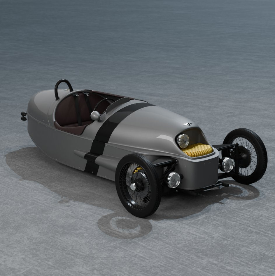 3d render of the Morgan EV3 electric vehicle