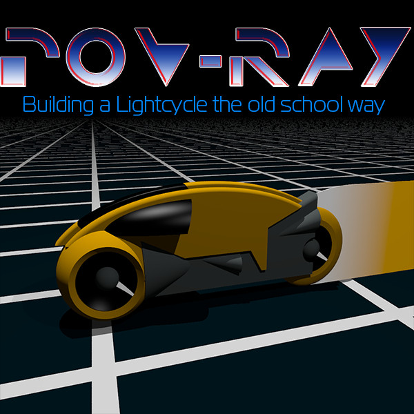 a Lightcycle from Tron, rendered in POV-Ray