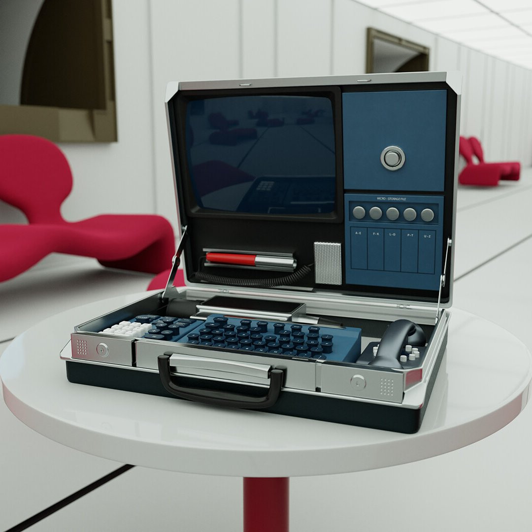 3d render of a briefcase computer from 2001:A Space Odyssey publicity photos