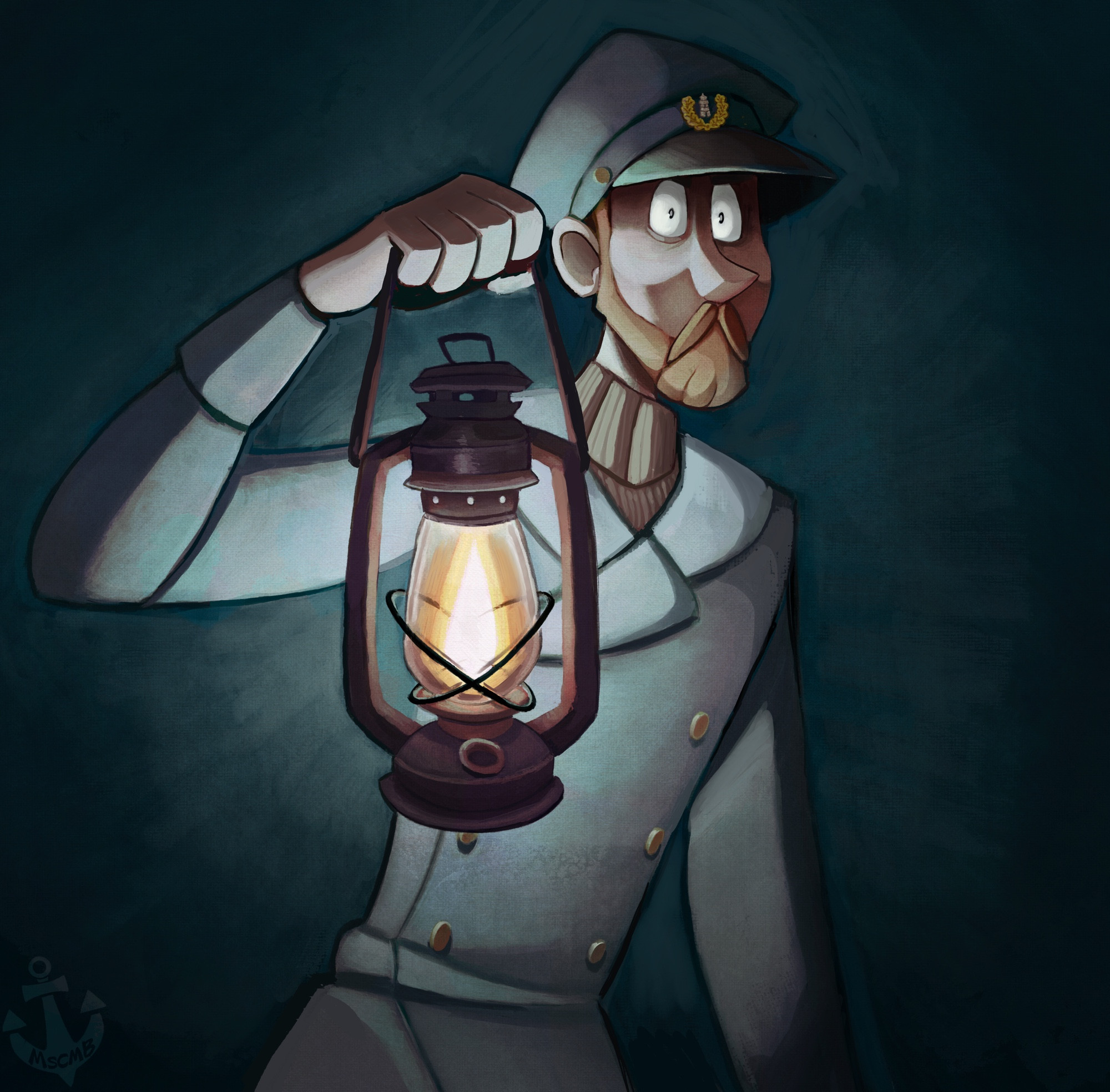 Vinnie with a lantern in the dark, done with the maxpacks brushes