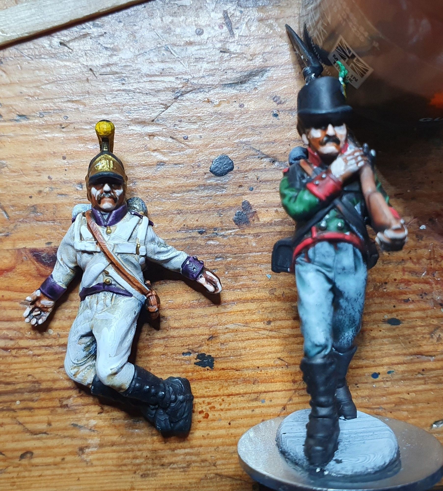 Sample printed and painted Austrian infantry casualty and Landwehr figure. 40mm 3d prints. And the camera has flattened all the colours.