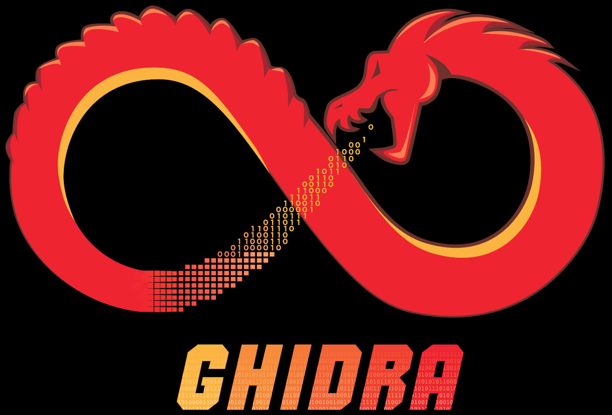 the Ghidra SRE symbol of an oroboric dragon eating its own tail