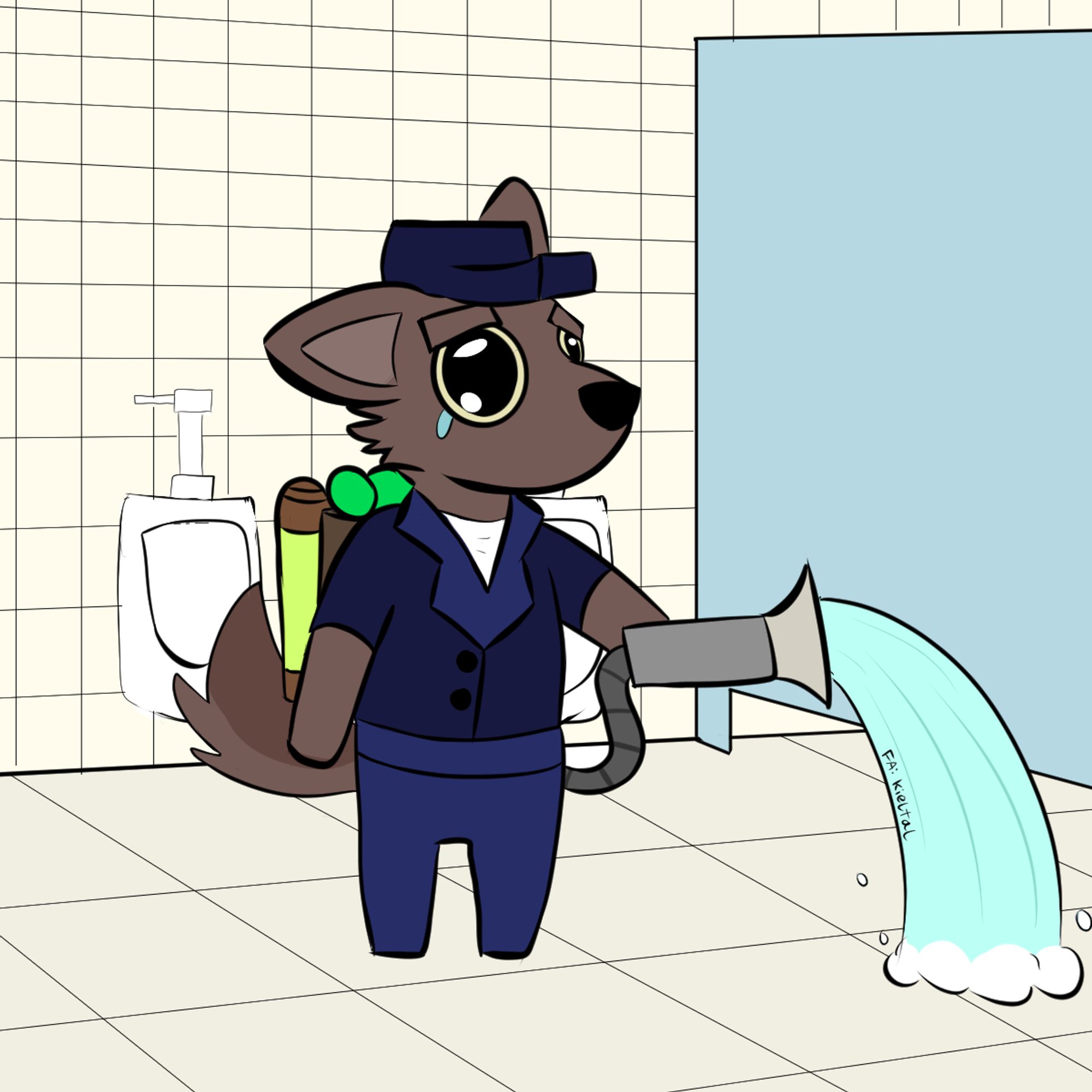 Chibi werewolf janitor