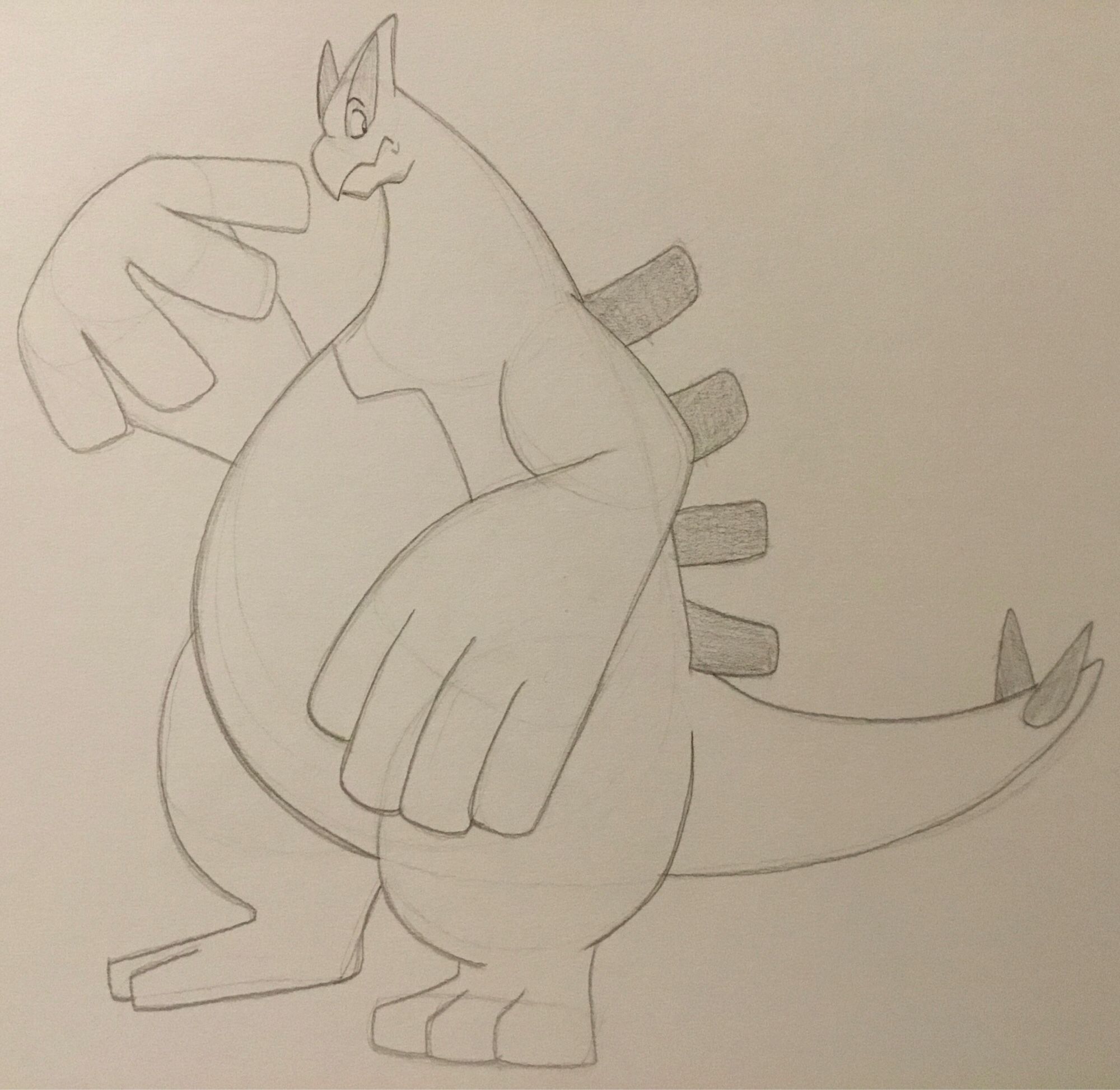 Sketch of a Lugia looking a little curious or concerned.