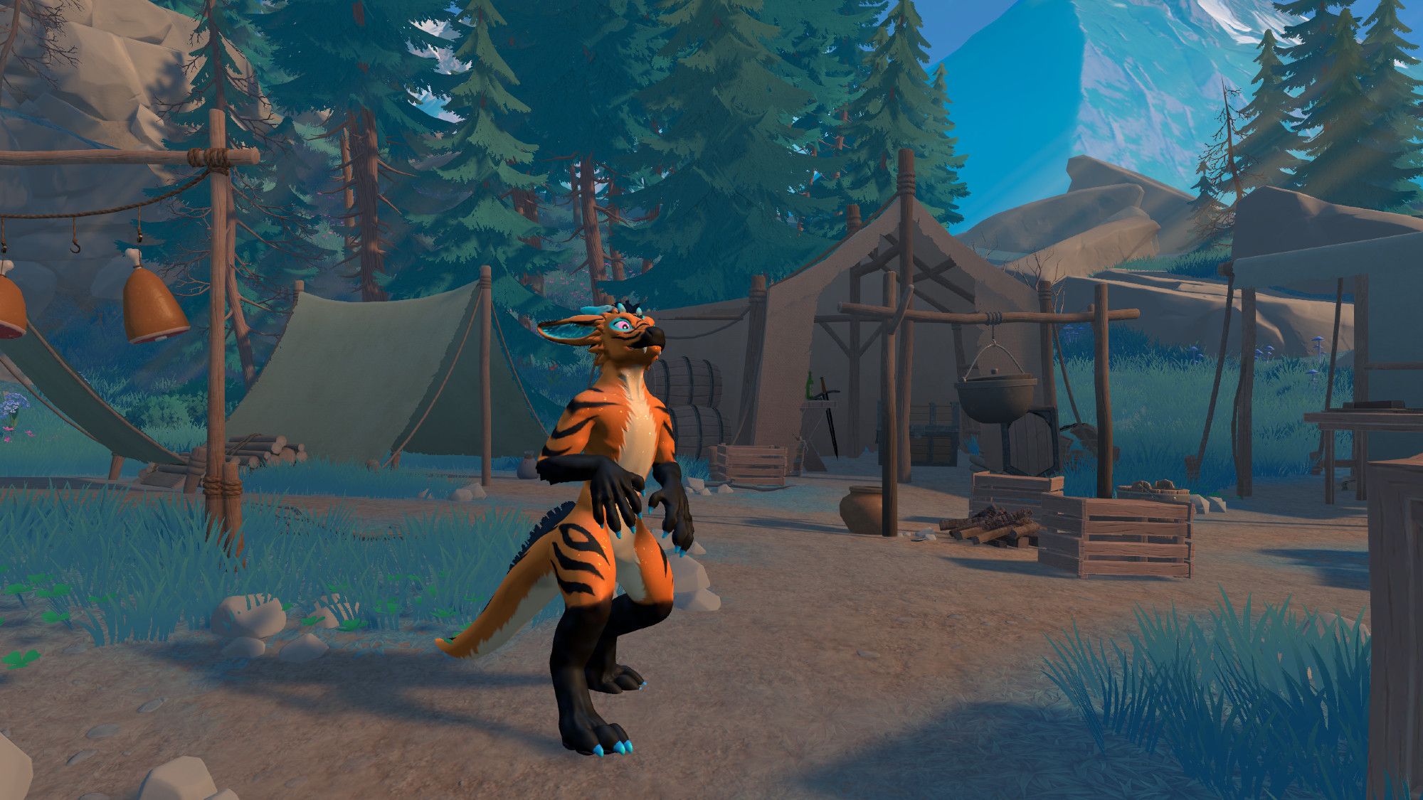 A (custom-skinned) moonfang standing in a hunting camp!