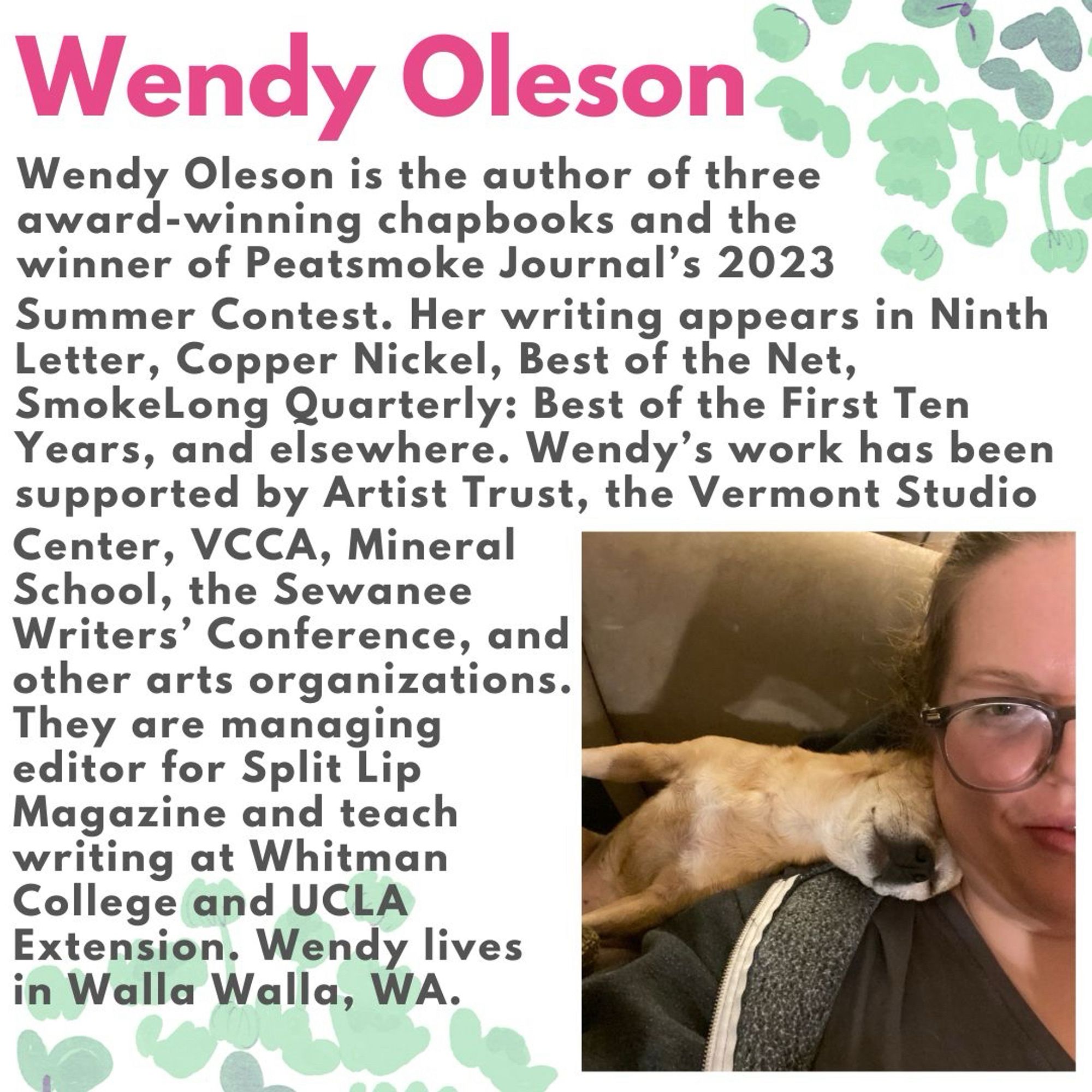 Author bio for Wendy Oleson.