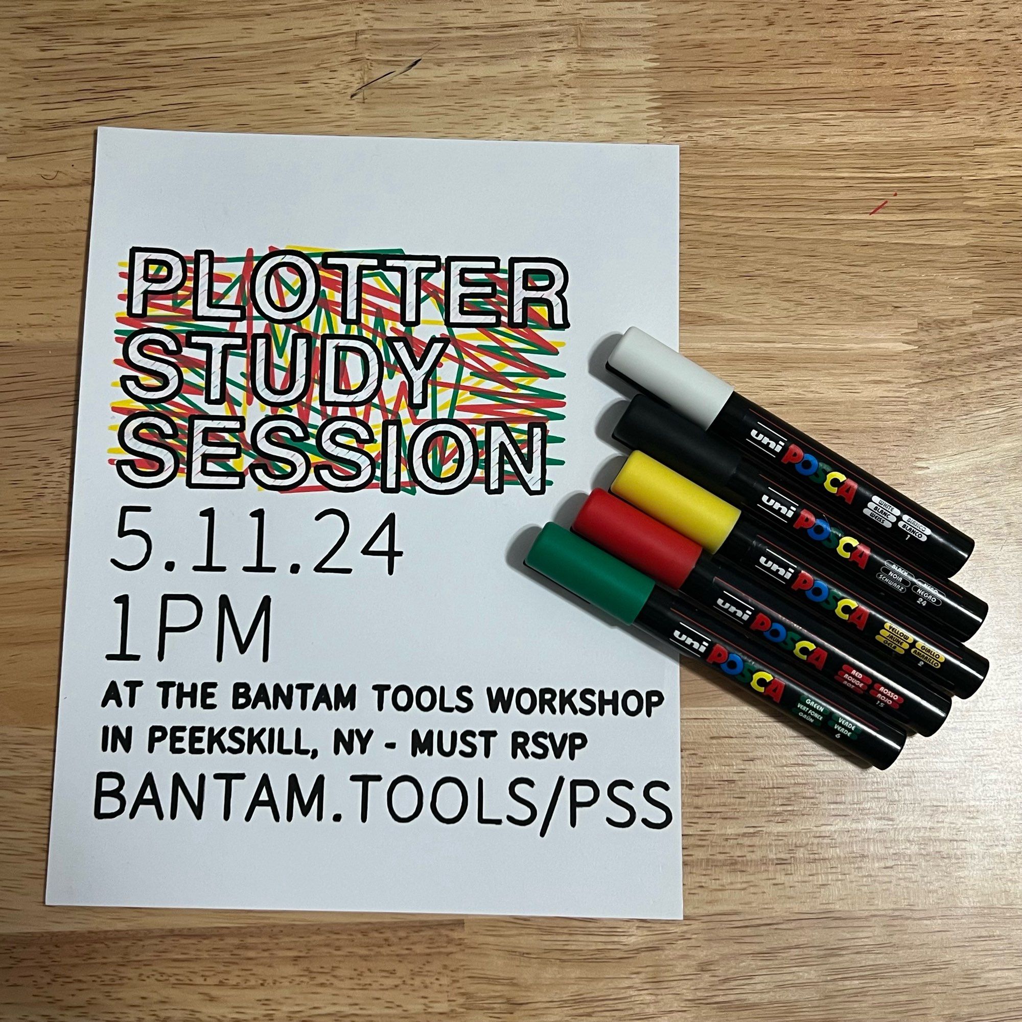 Plotter Study Session
5.11.14
1pm
At the Batam Tools Workshop
In Peekskill, NY - Must RSVP 
Bantam.tools/PSS